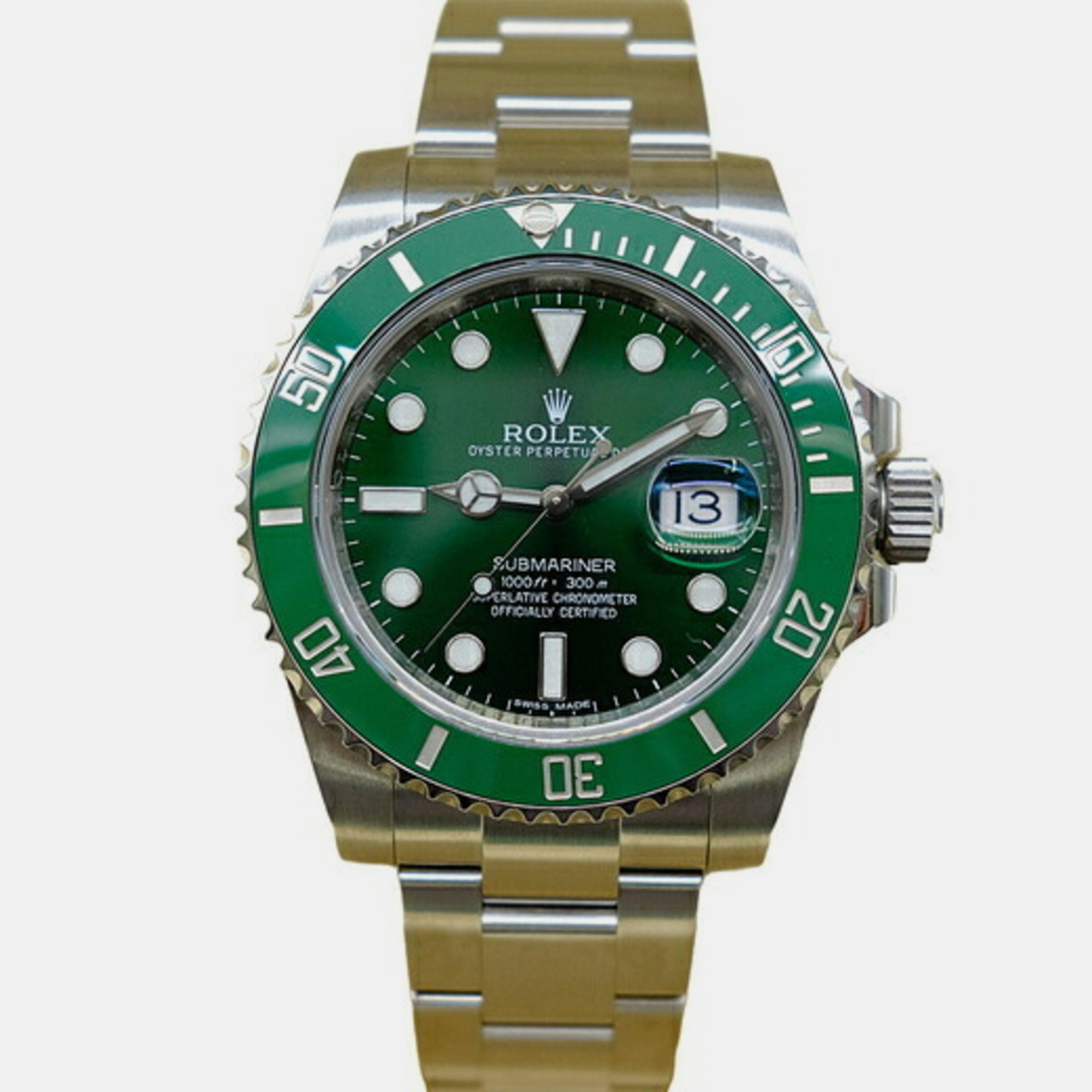 Rolex green stainless steel submariner 116610lv automatic men's wristwatch 40 mm