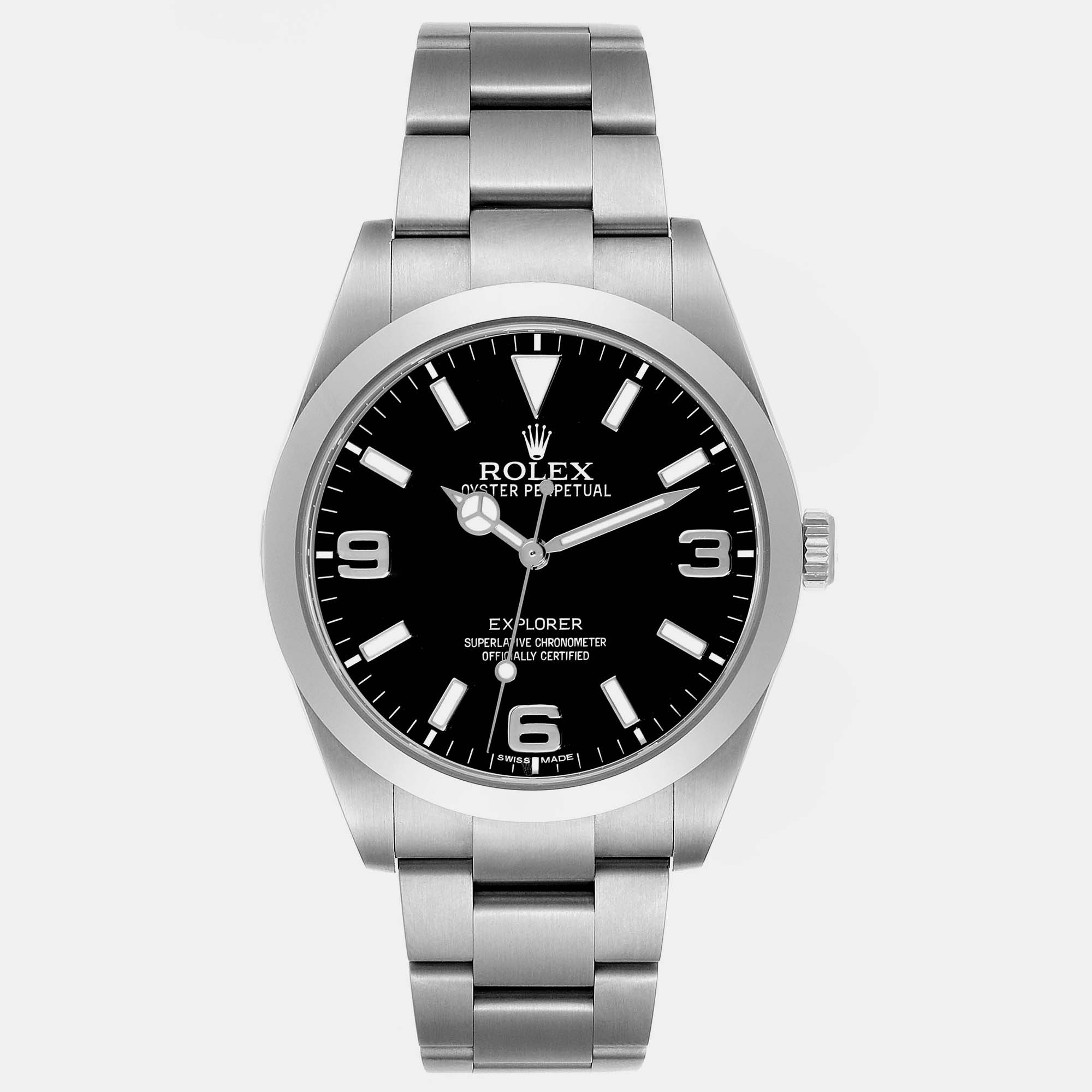 Rolex explorer i black dial steel men's watch 39 mm