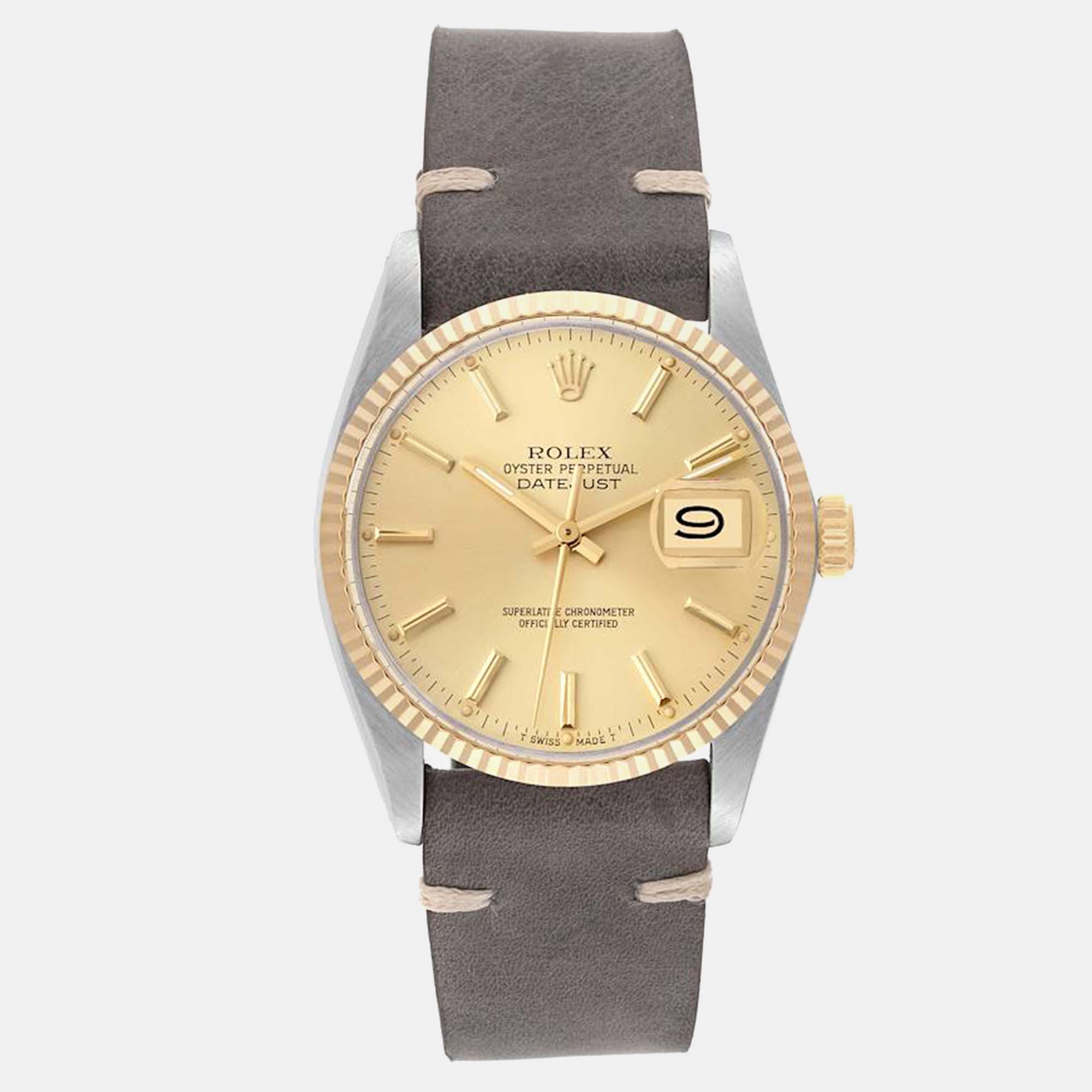Rolex datejust steel yellow gold vintage men's watch 36 mm