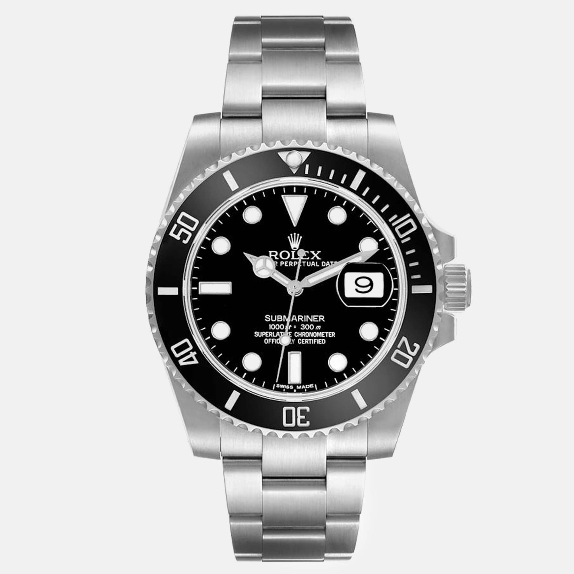Rolex submariner date black dial steel men's watch 40 mm