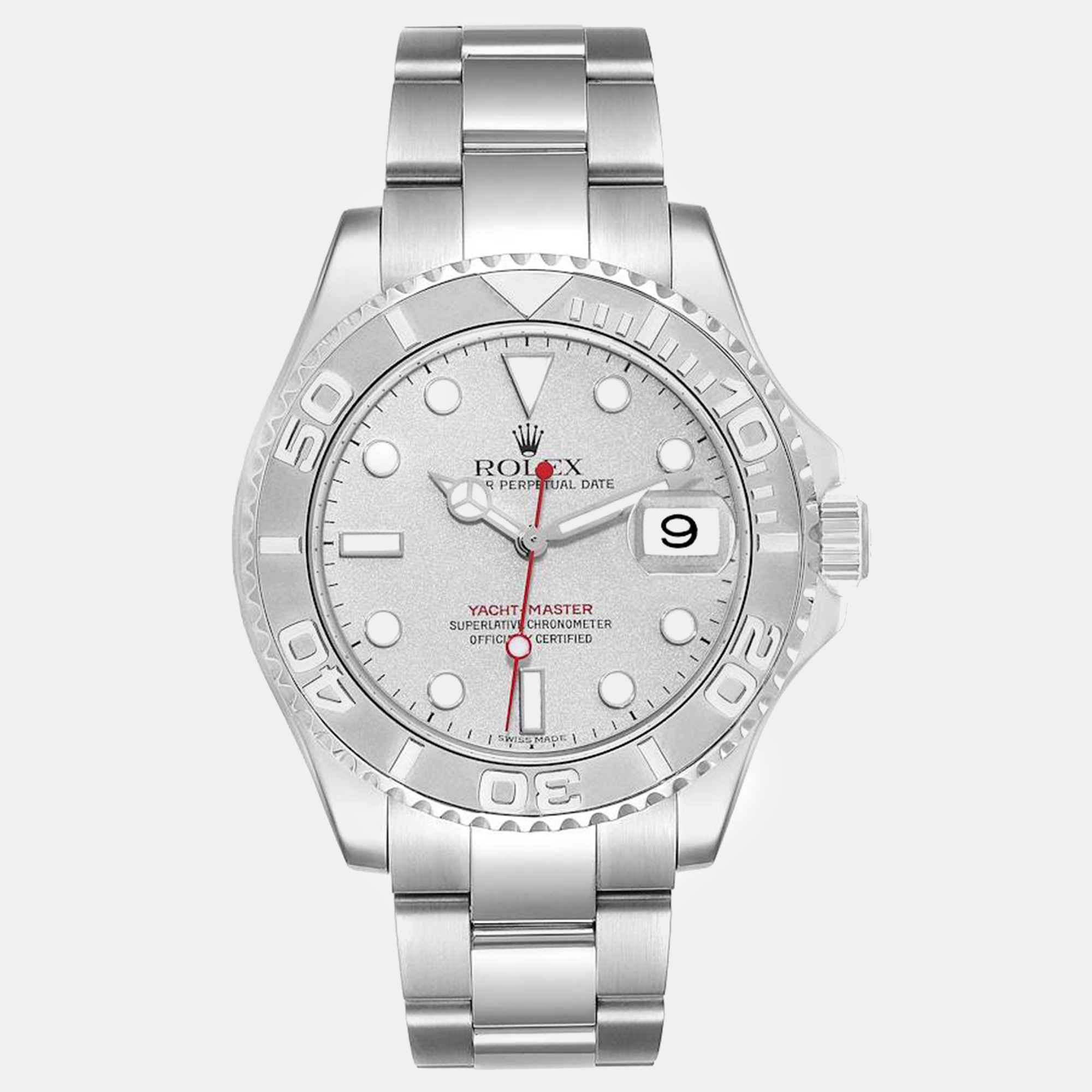 Rolex yachtmaster platinum dial steel men's watch 40 mm