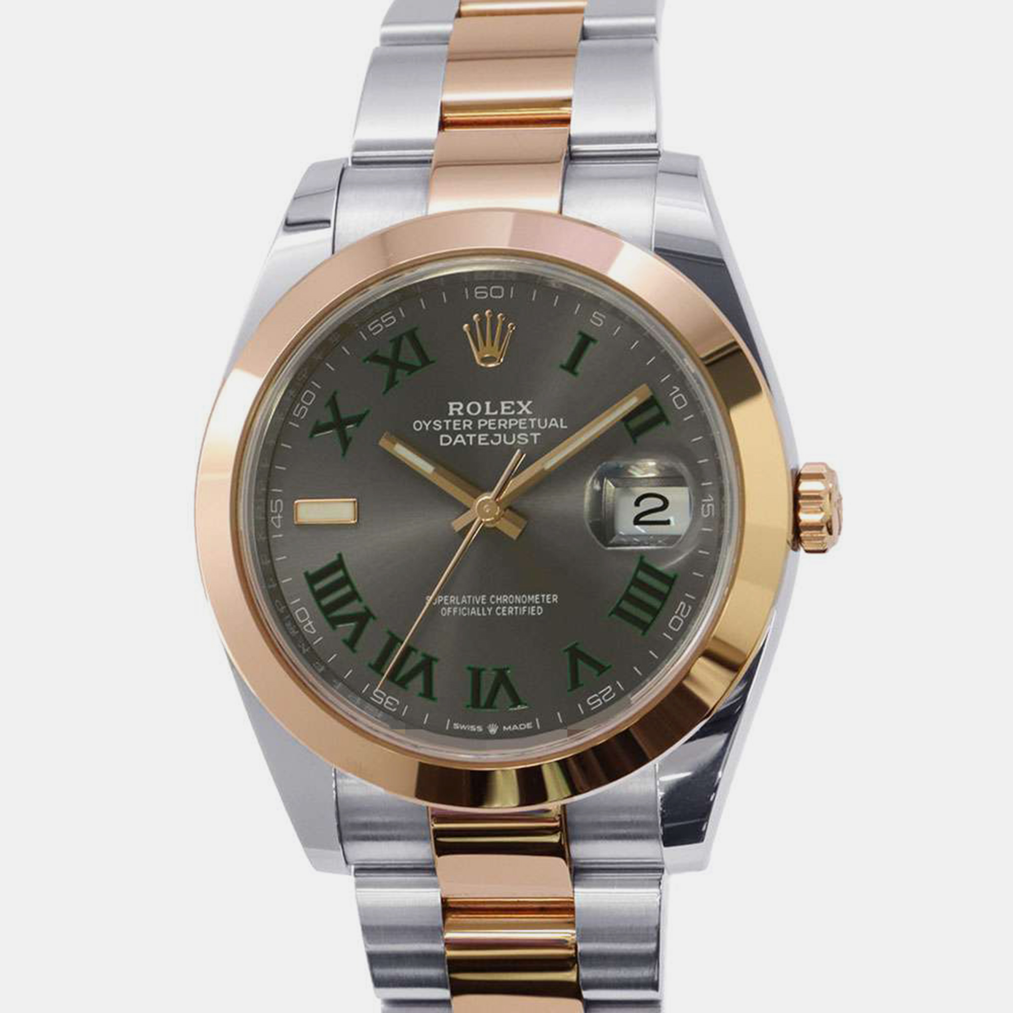 Rolex Grey 18k Rose Gold Stainless Steel Datejust 126301 Automatic Men's Wristwatch 41 mm
Rolex Grey 18k Rose Gold Stainless Steel Datejust 126301 Automatic Men's Wristwatch 41 mm