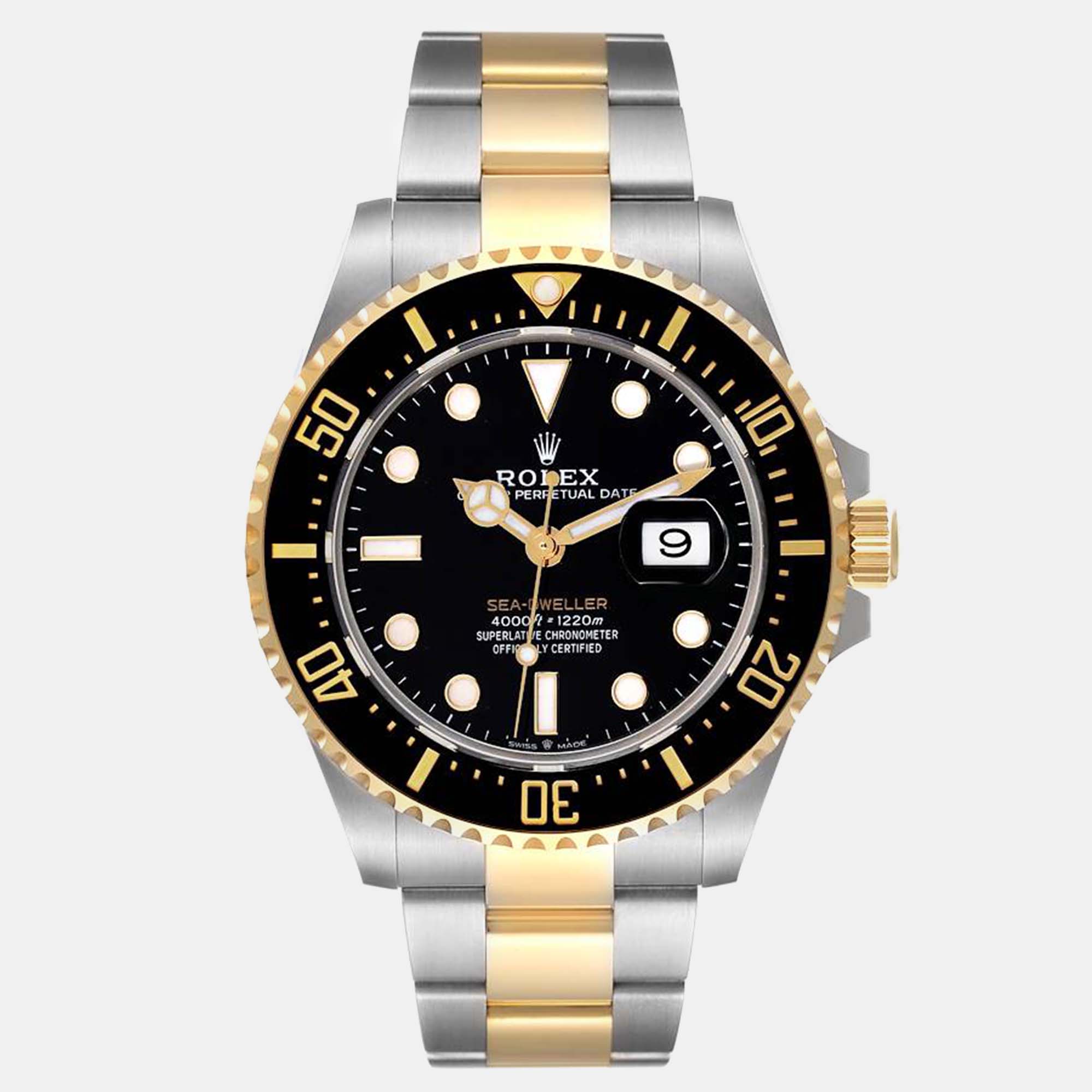 Rolex seadweller black dial steel yellow gold men's watch 43 mm
