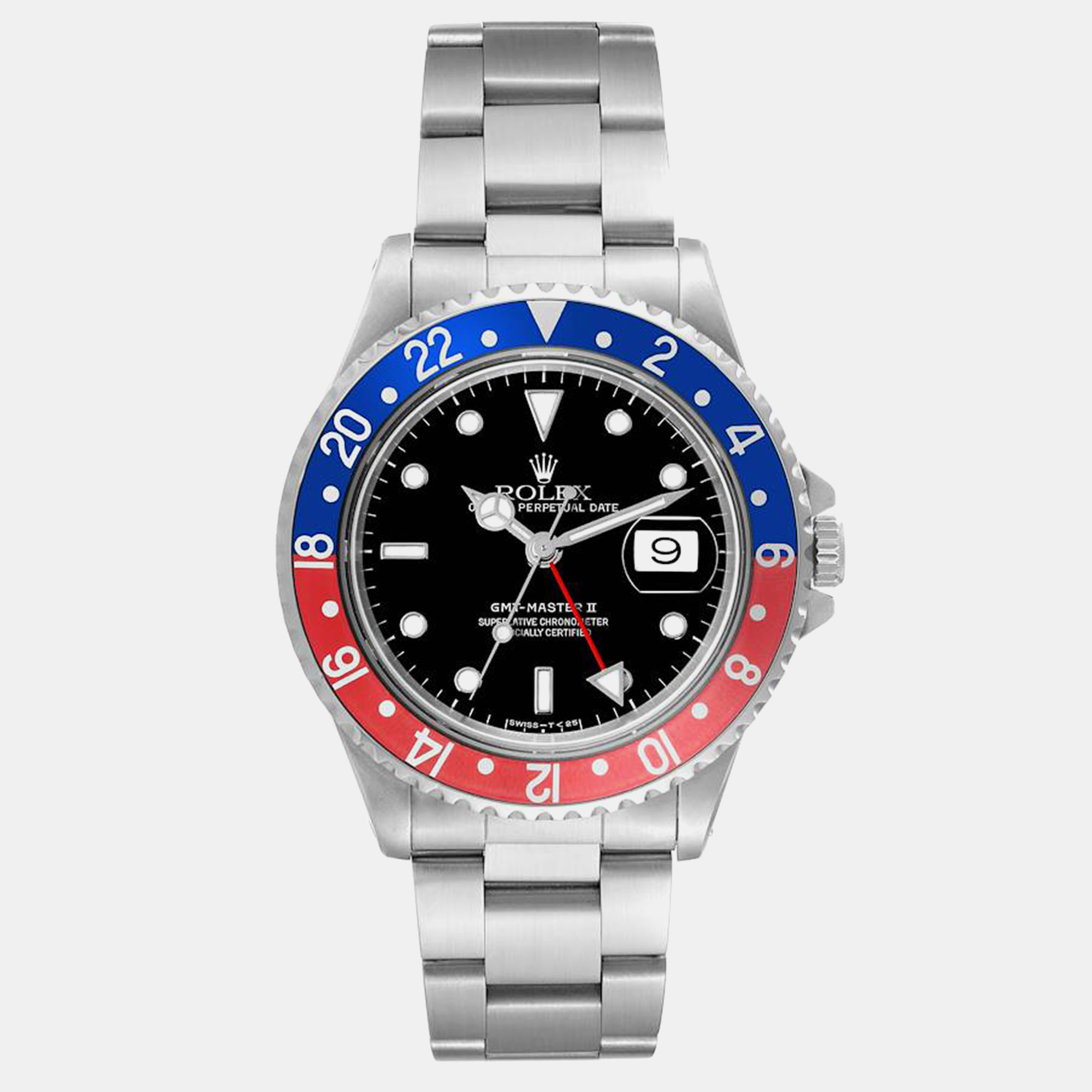 Rolex gmt master ii blue red pepsi bezel steel men's watch 40 mm