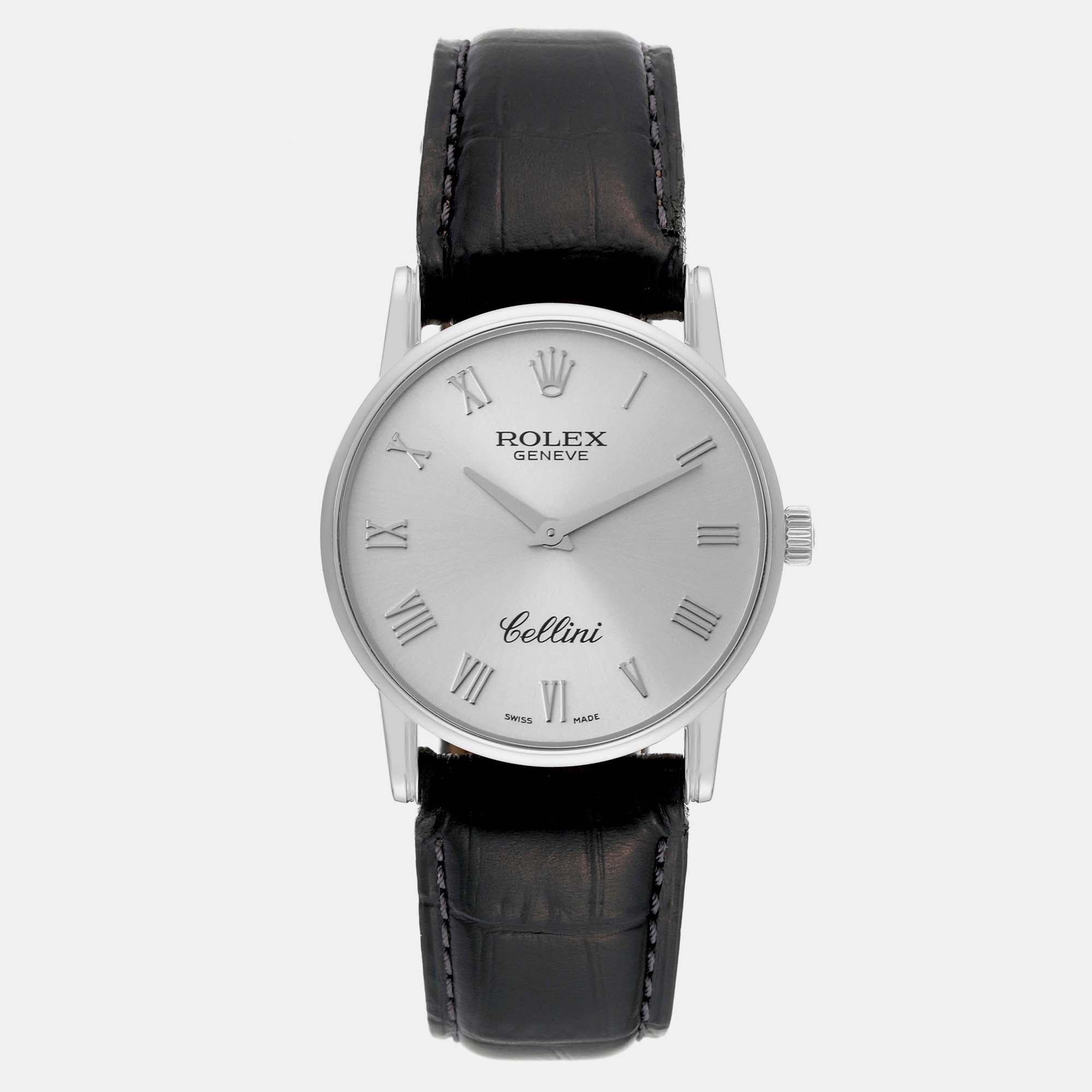 Rolex cellini classic silver dial white gold men's watch 31.8 mm