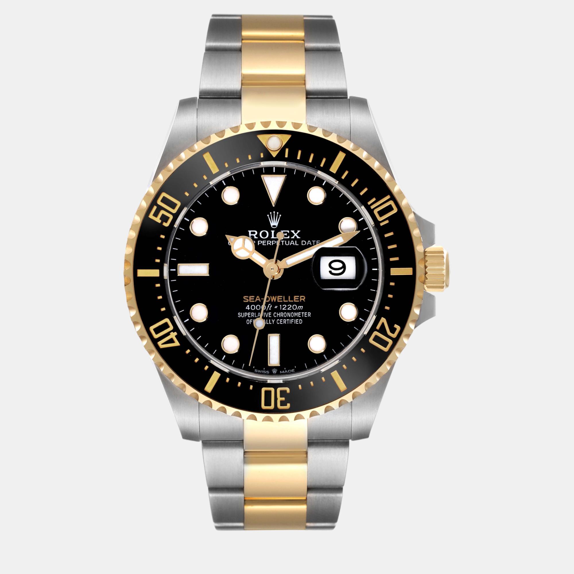 Rolex seadweller black dial steel yellow gold men's watch 43 mm