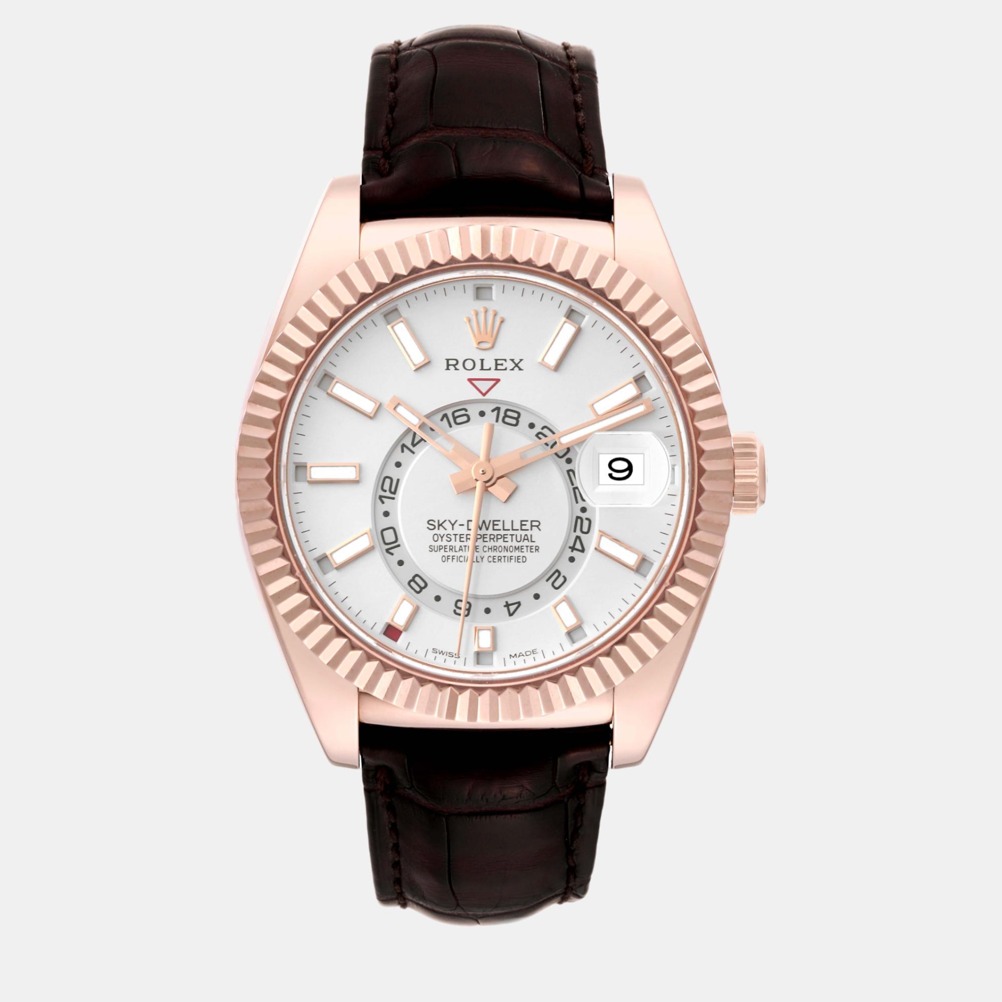 Rolex sky-dweller slate rose gold silver dial men's watch 42.0 mm
