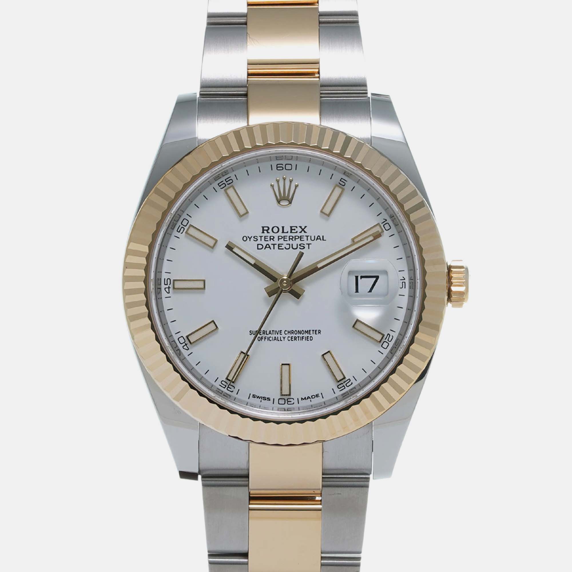 Rolex white 18k yellow gold stainless steel datejust 126333 automatic men's wristwatch 41 mm