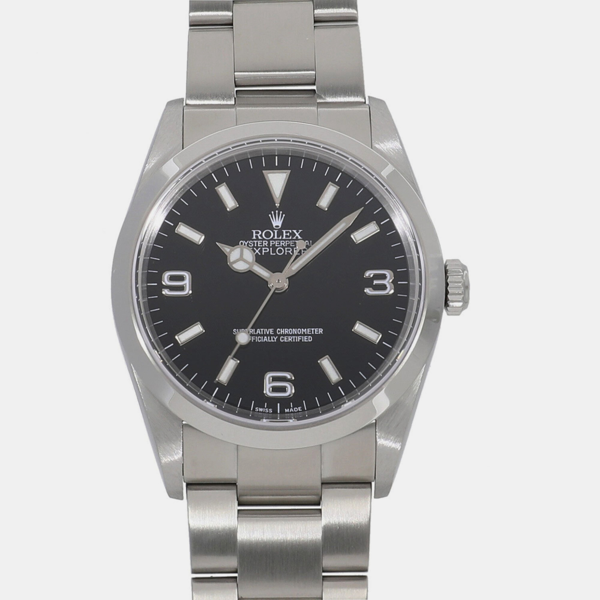 Rolex black stainless steel explorer 114270 automatic men's wristwatch 36 mm