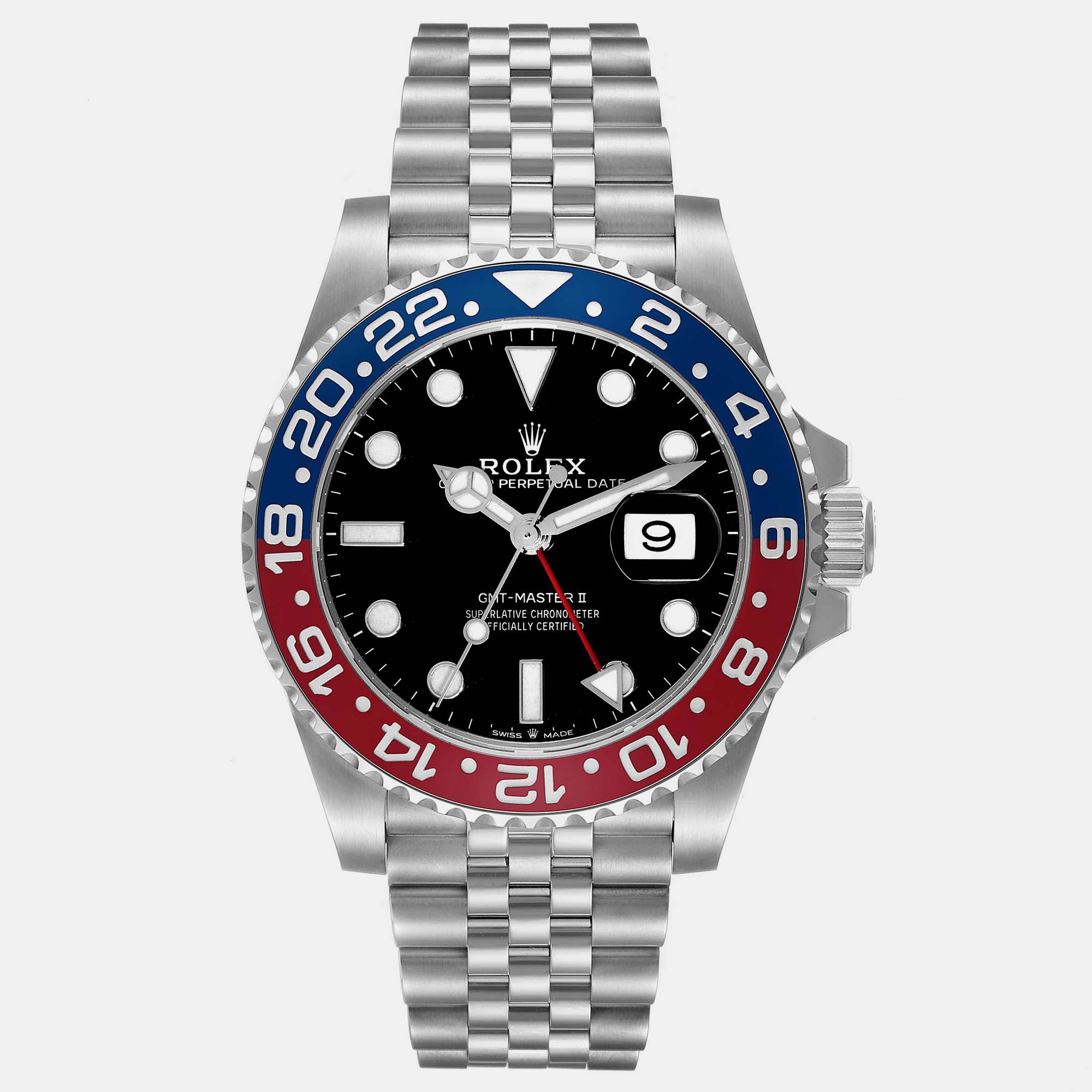Rolex gmt master ii blue red pepsi bezel steel mens watch 126710 40 mm