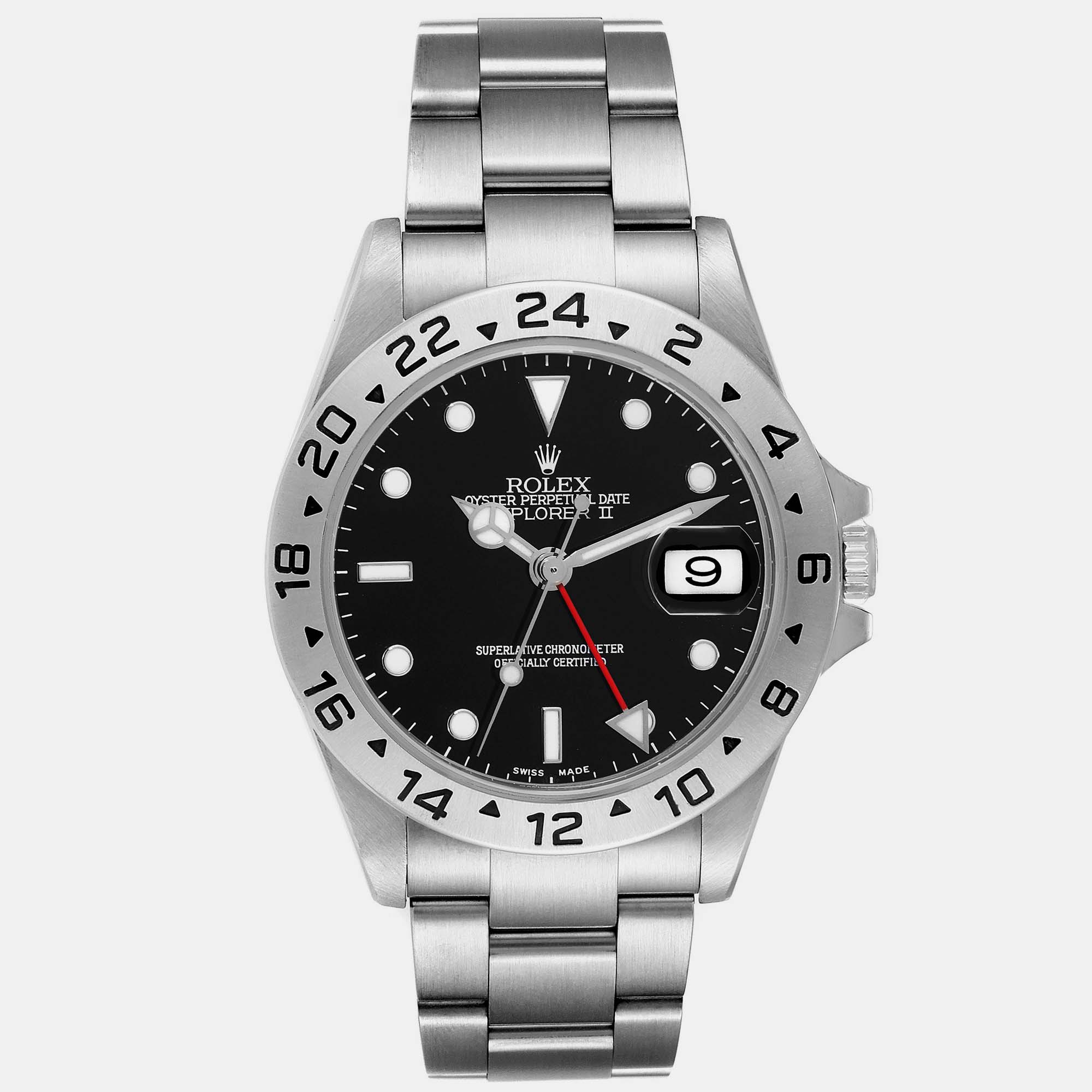 Rolex explorer ii black dial steel men's watch 16570 40 mm