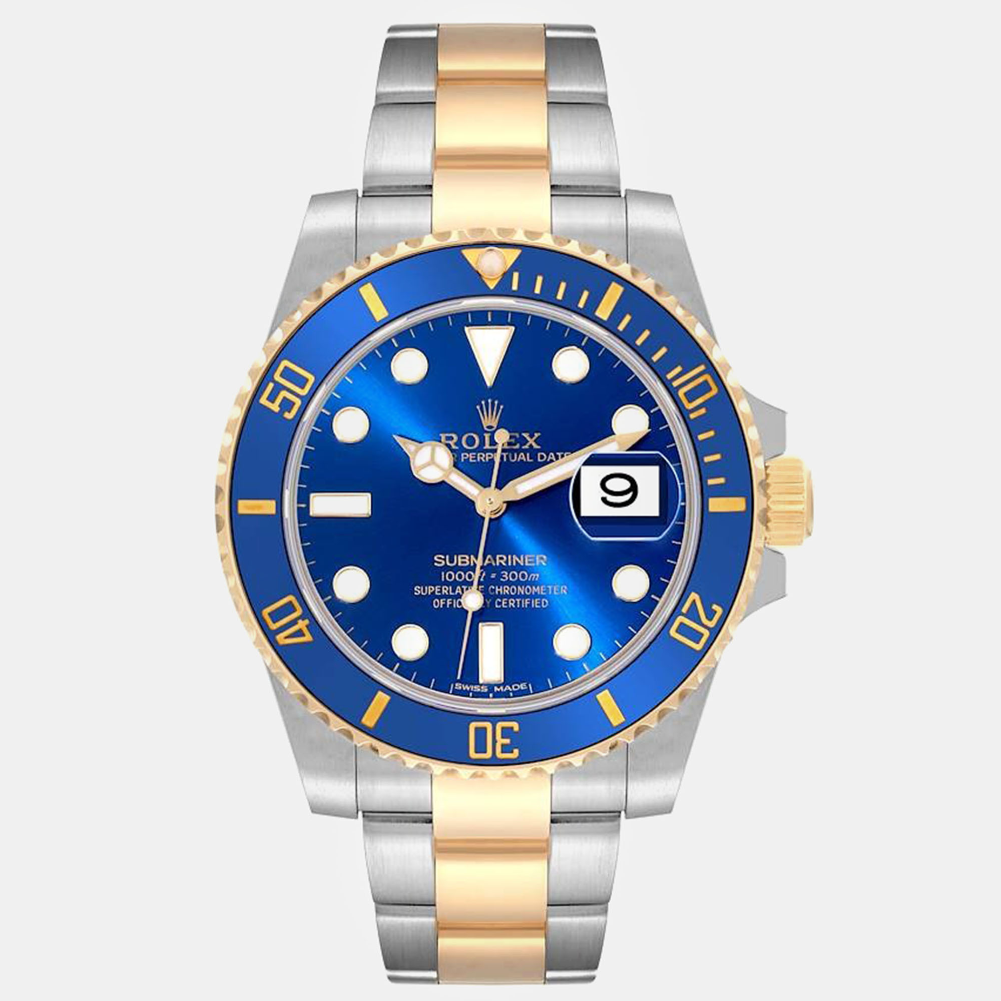 Rolex submariner steel yellow gold blue dial men's watch 116613 40 mm