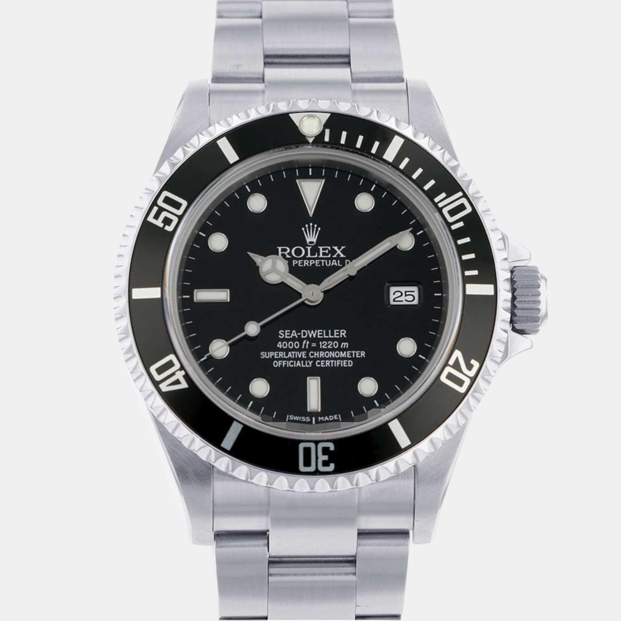 Rolex black stainless steel sea-dweller automatic men's wristwatch 40 mm