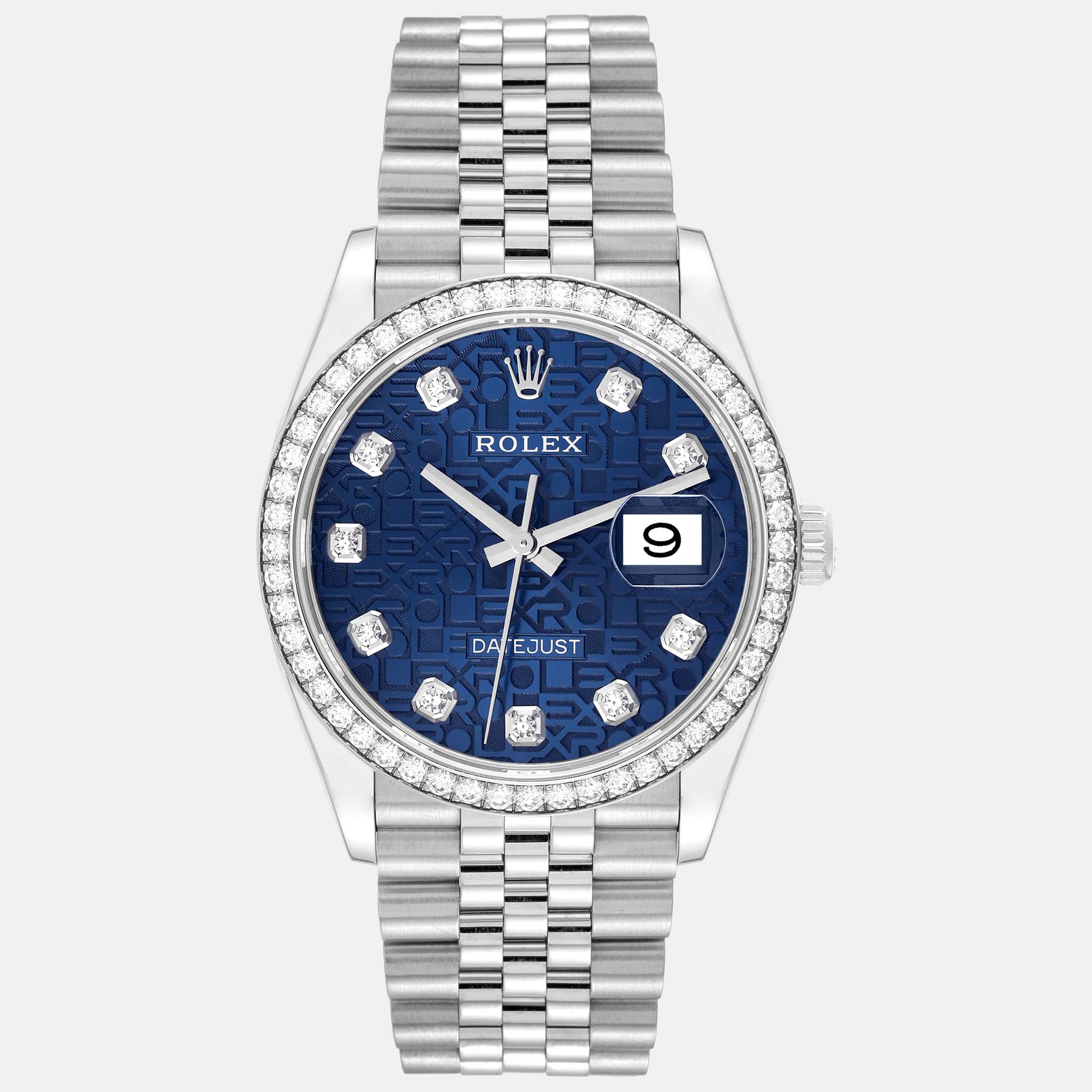 Rolex datejust steel blue diamond dial bezel men's watch 36.0 mm