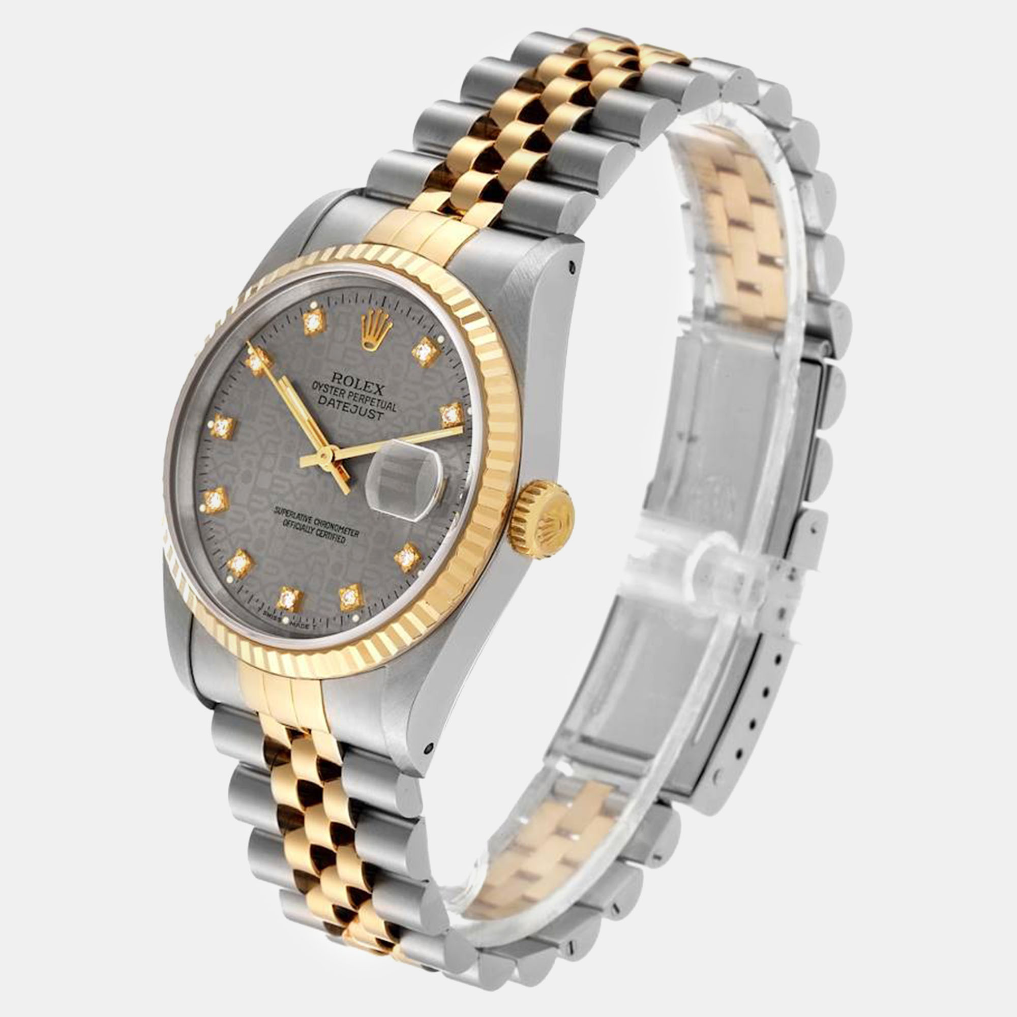 Rolex Datejust Anniversary Diamond Dial Steel Yellow Gold Watch  36.0 Mm