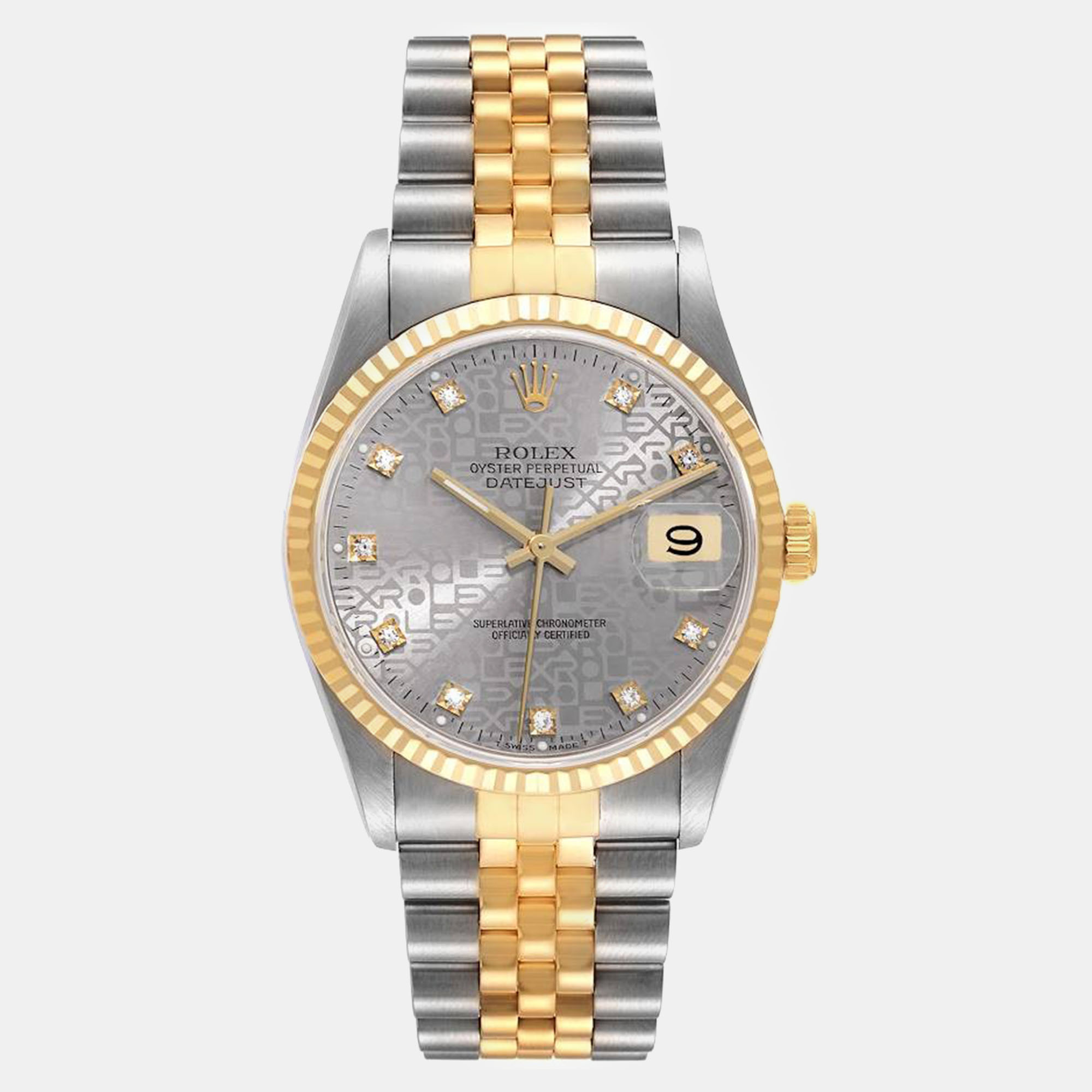 Rolex datejust anniversary diamond dial steel yellow gold watch  36.0 mm