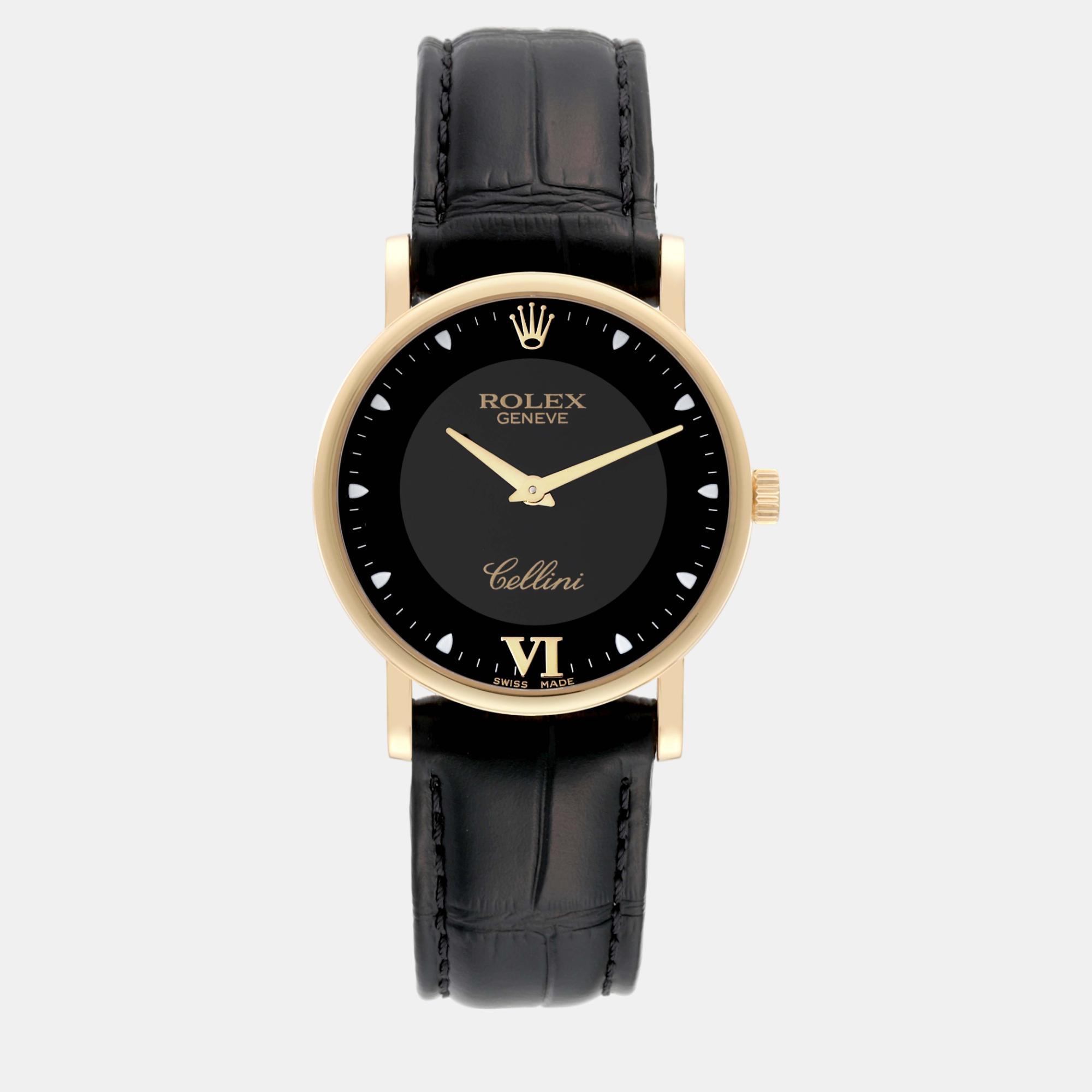 Rolex cellini classic yellow gold black dial men's watch 5115 31.8 mm