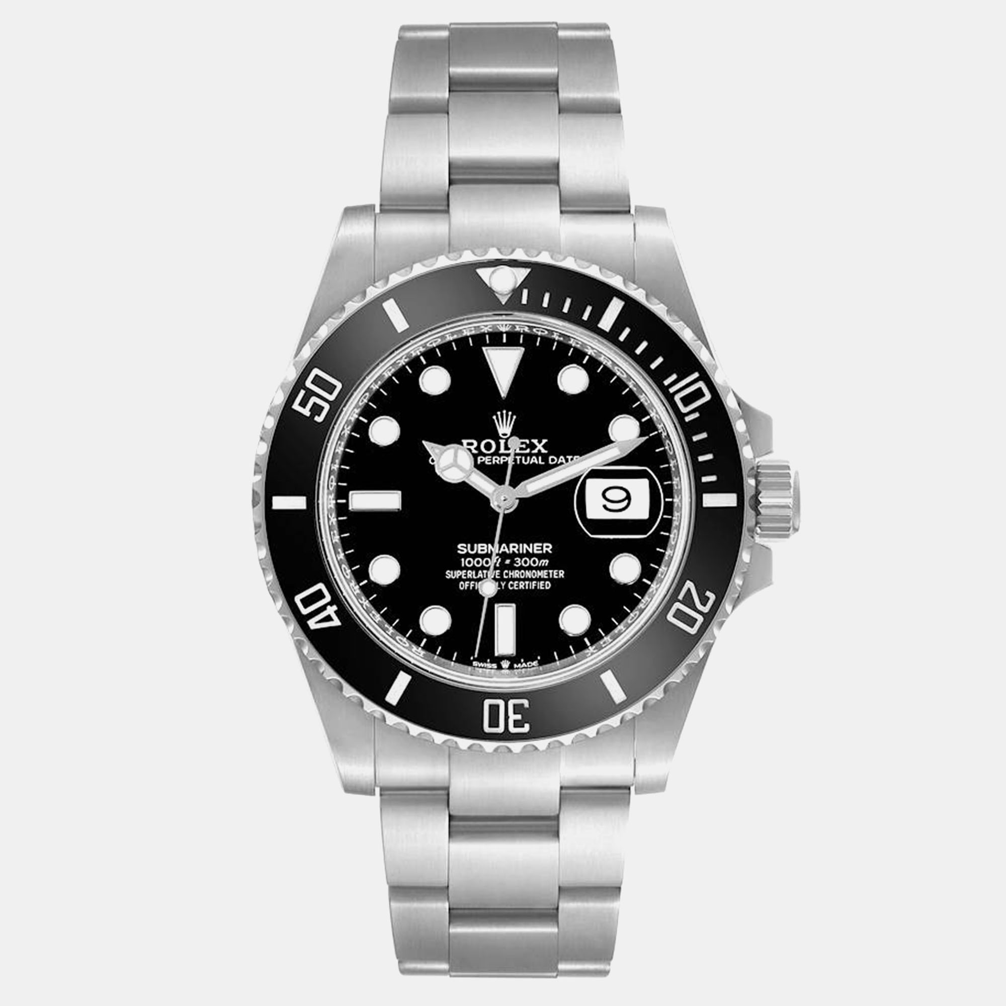 Rolex submariner black dial ceramic bezel steel men's watch 126610 41 mm