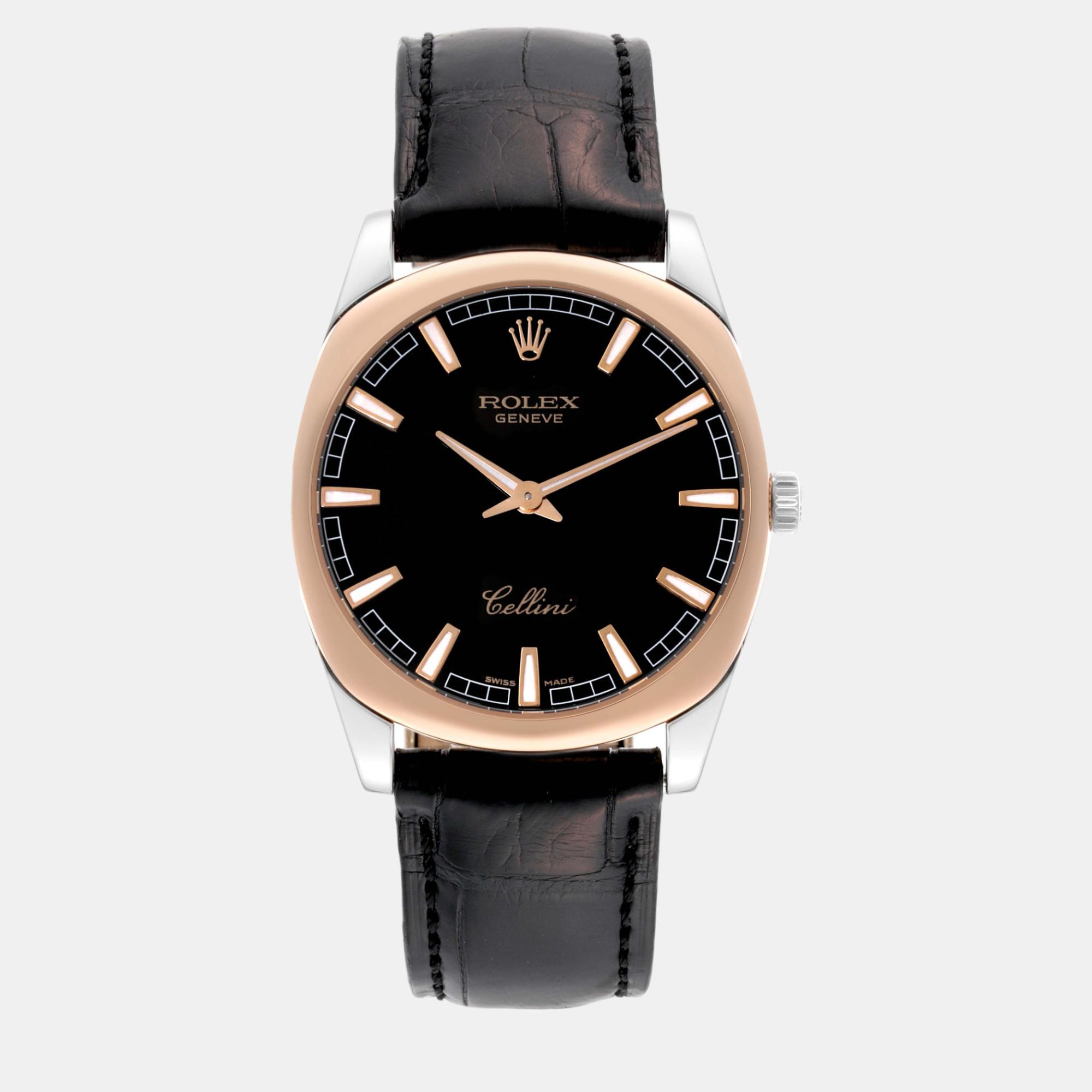 Rolex cellini danaos rose gold black dial men's watch 4243 38 mm