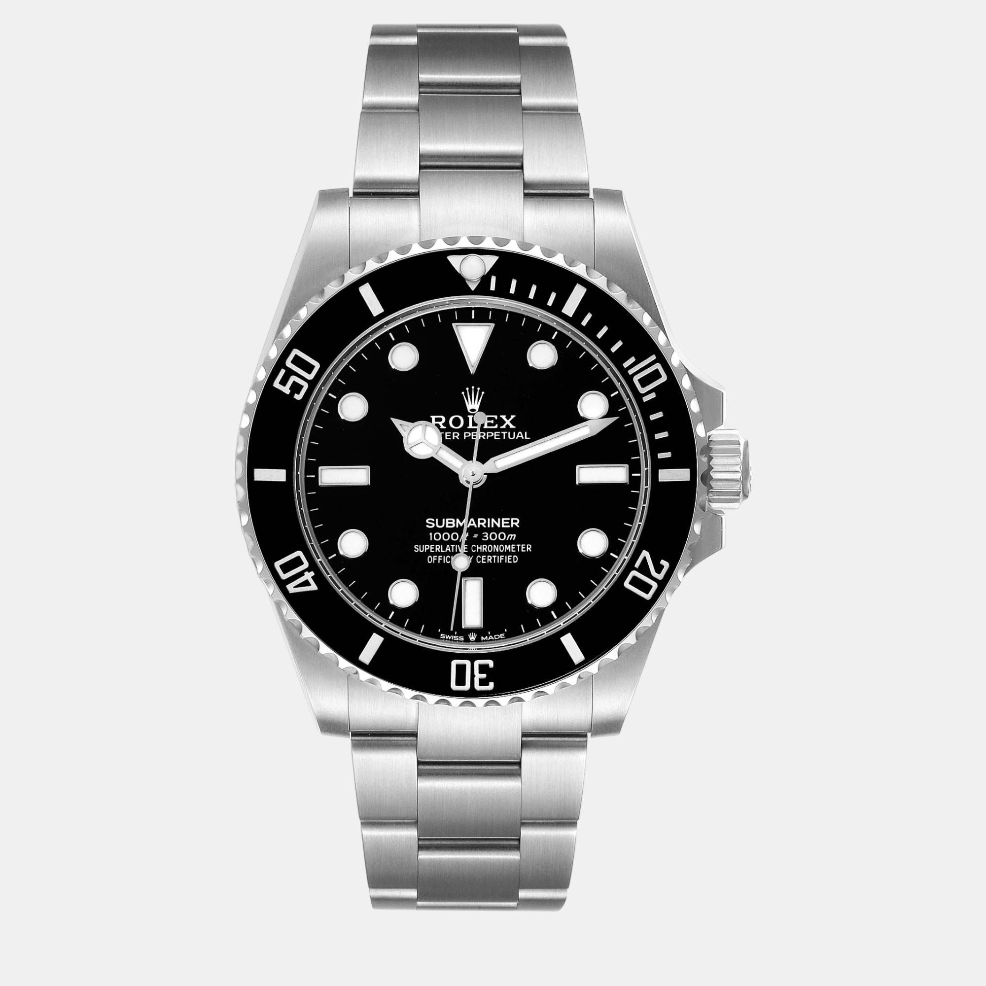 Rolex submariner non-date ceramic bezel steel men's watch 124060 41 mm
