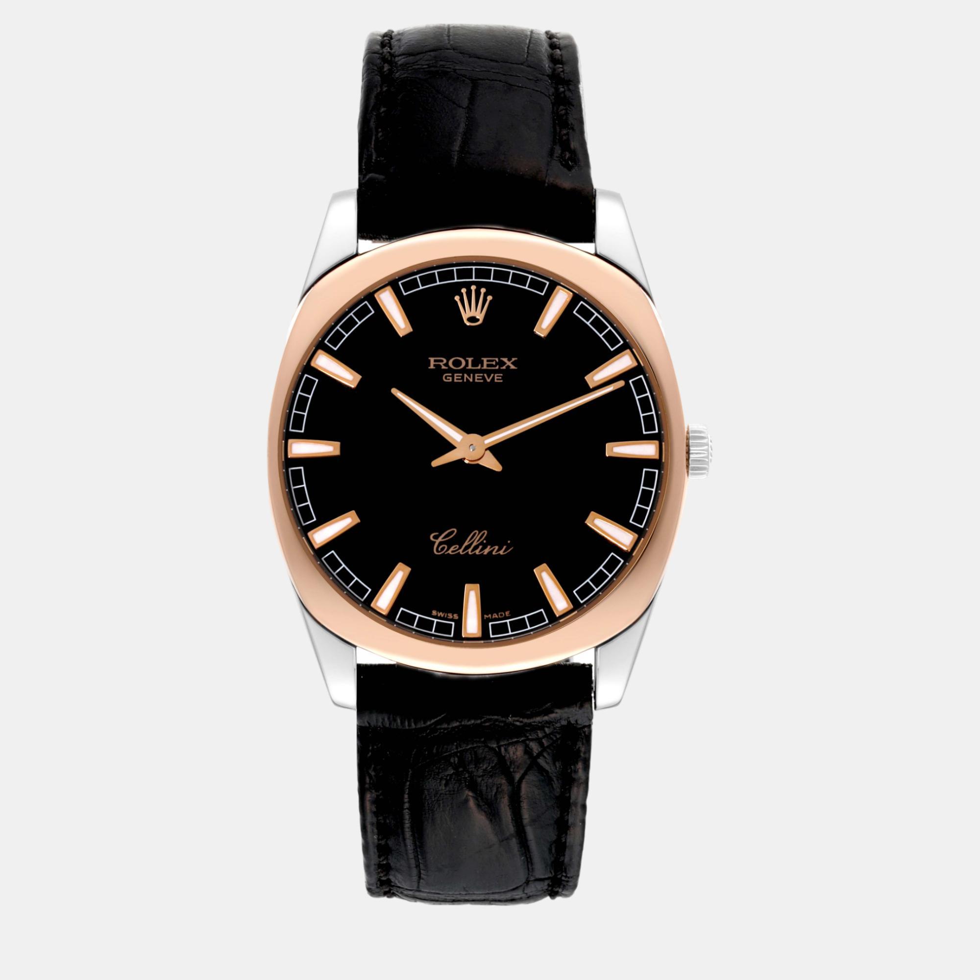 Rolex cellini danaos rose gold black dial men's watch 4243 38 mm