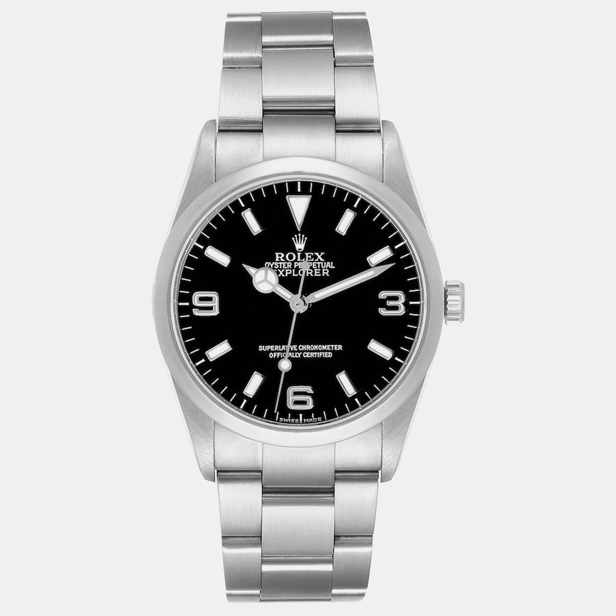 Rolex explorer i black dial steel men's watch 114270 36 mm
