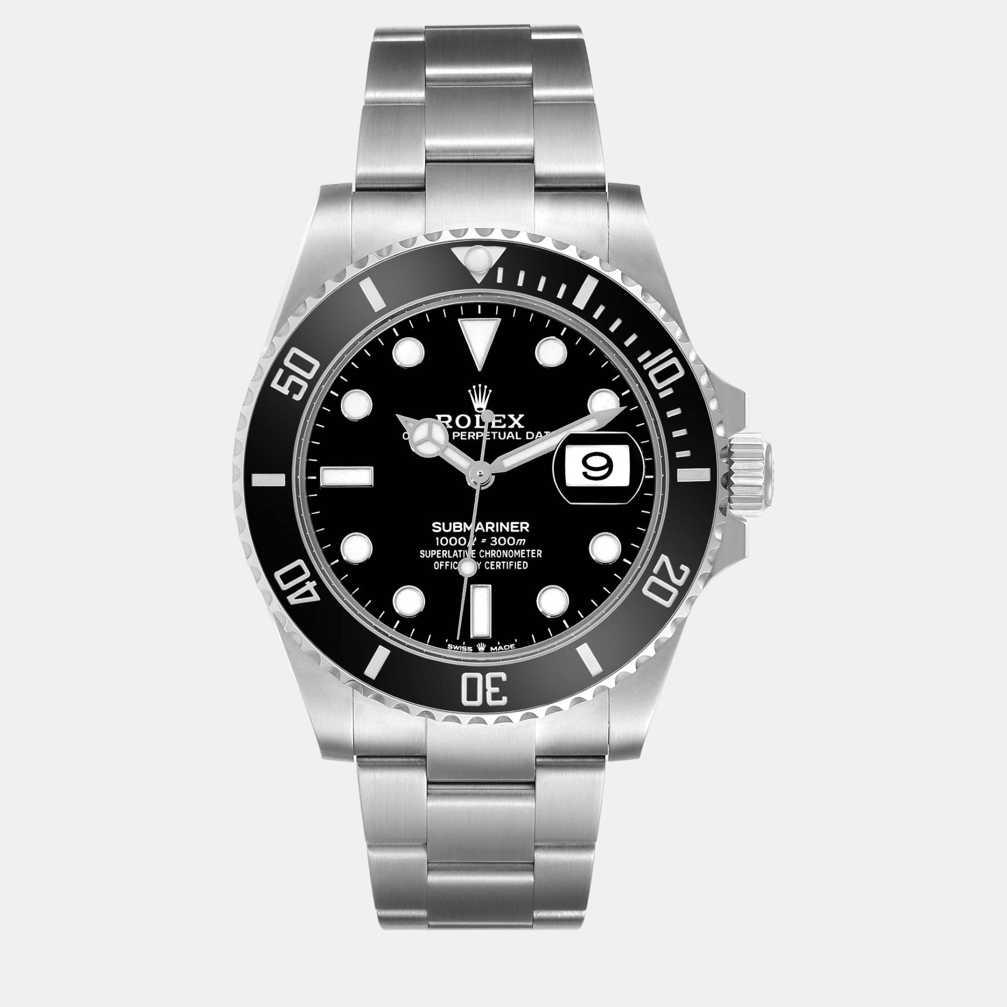 Rolex submariner ceramic bezel steel men's watch 126610 41 mm