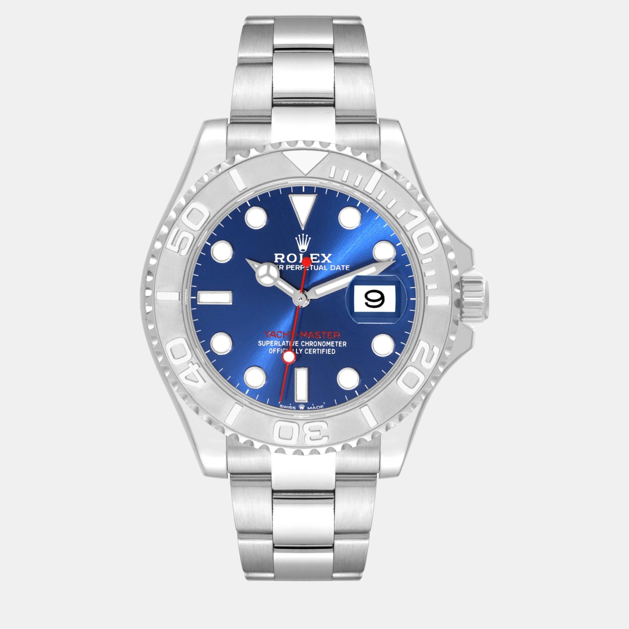 Rolex yachtmaster steel platinum blue dial men's watch 126622 40 mm