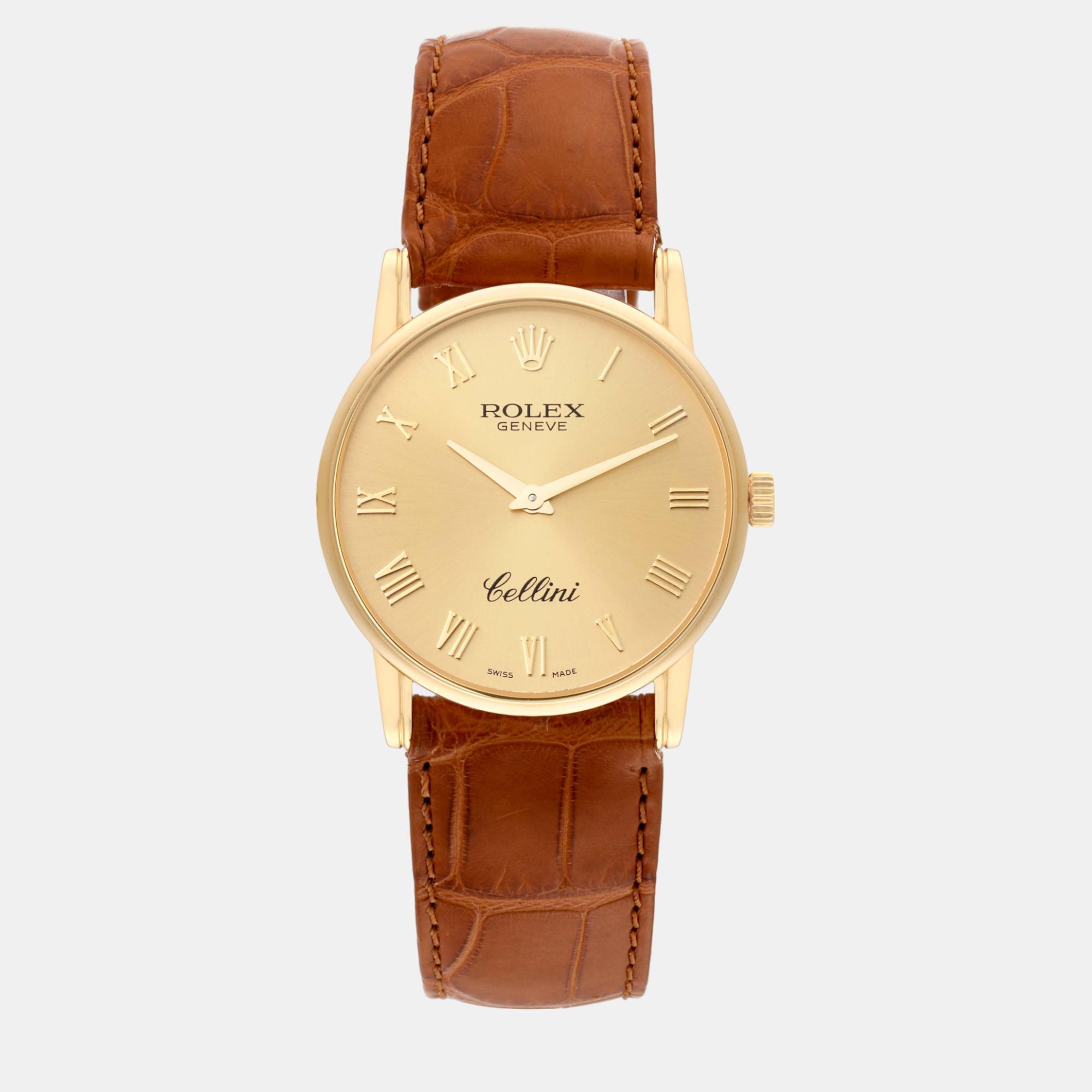 Rolex cellini classic yellow gold champagne dial mens watch 5116 31.8 mm x 5.5 mm
