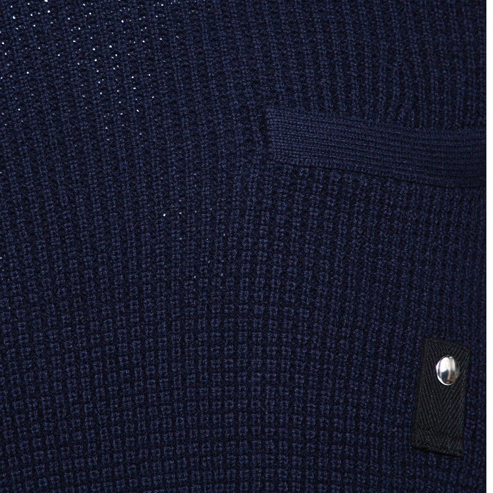 Sacai Navy Blue Rib Knit Wool Paneled Pullover M