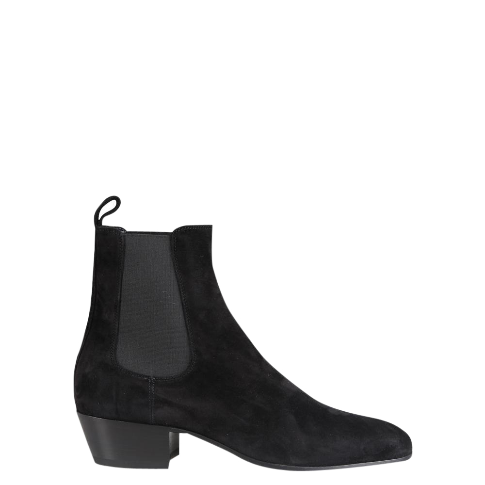 Saint Laurent Paris Black Suede/Leather Chelsea Boots Size 40