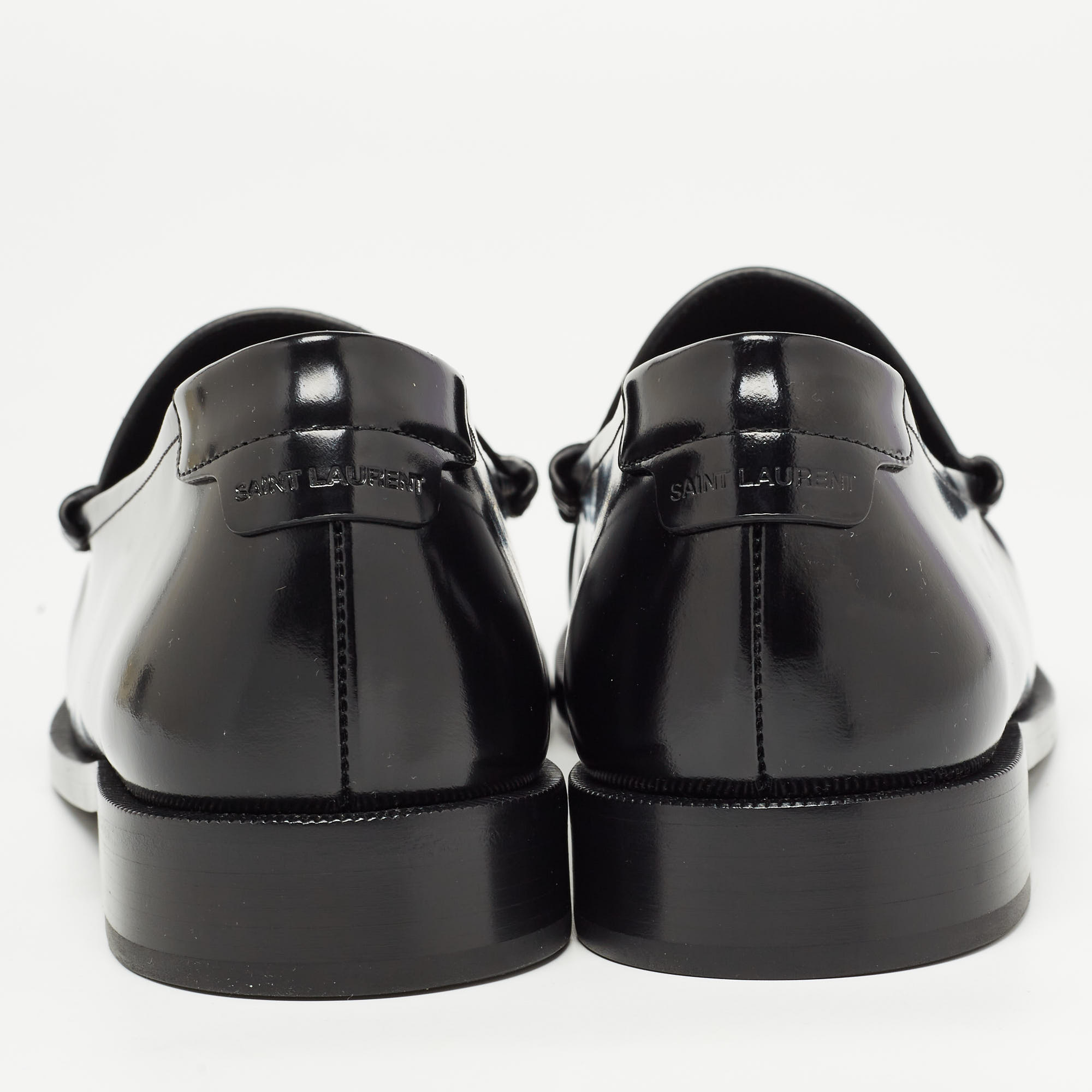 Saint Laurent Black Leather Penny Loafers Size 45