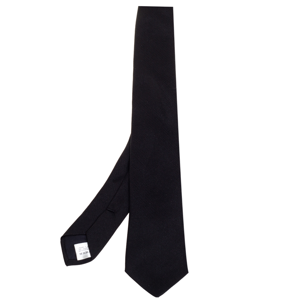Saint Laurent Paris Black Silk Skinny Tie