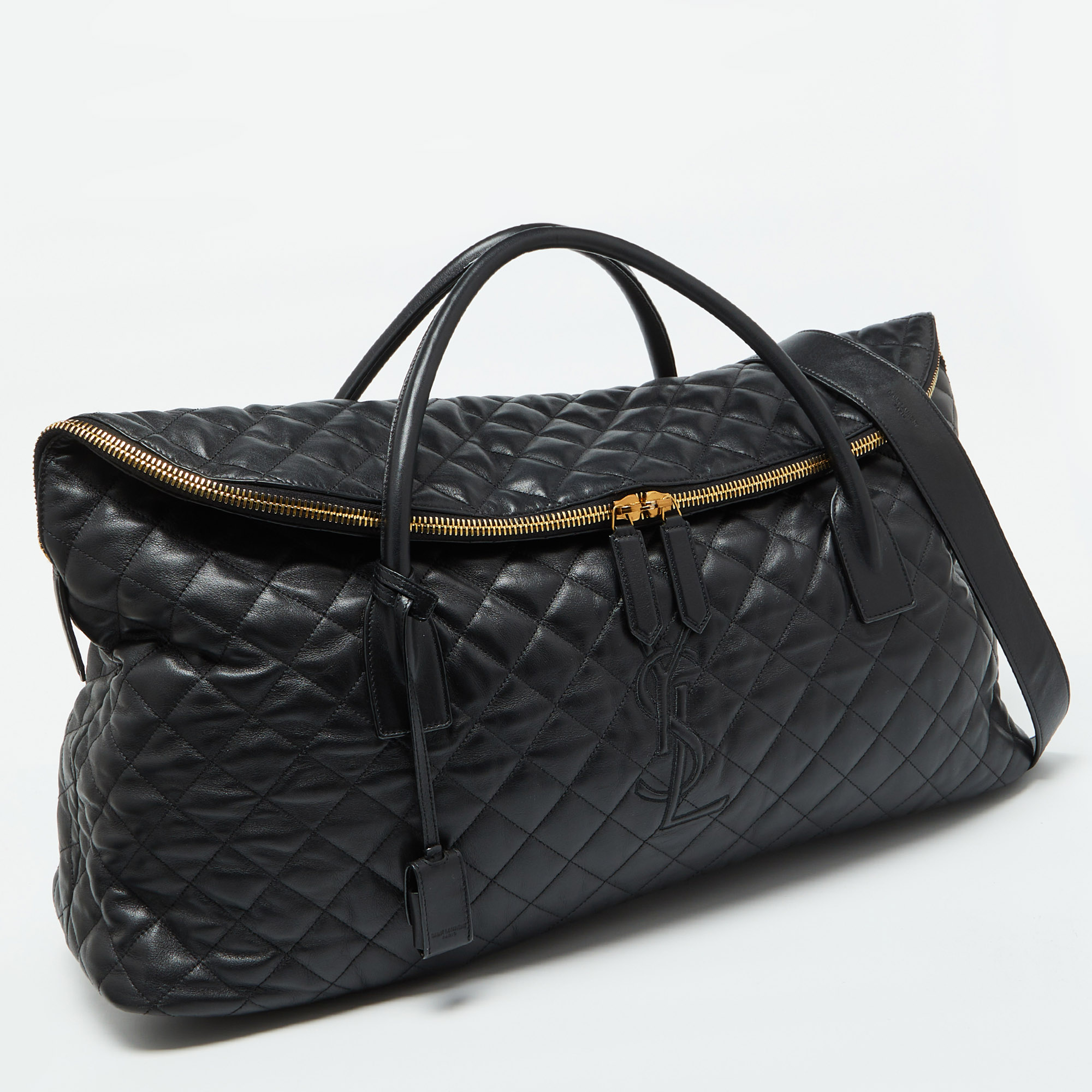 Saint Laurent Black Quilted Leather Giant Travel Bag