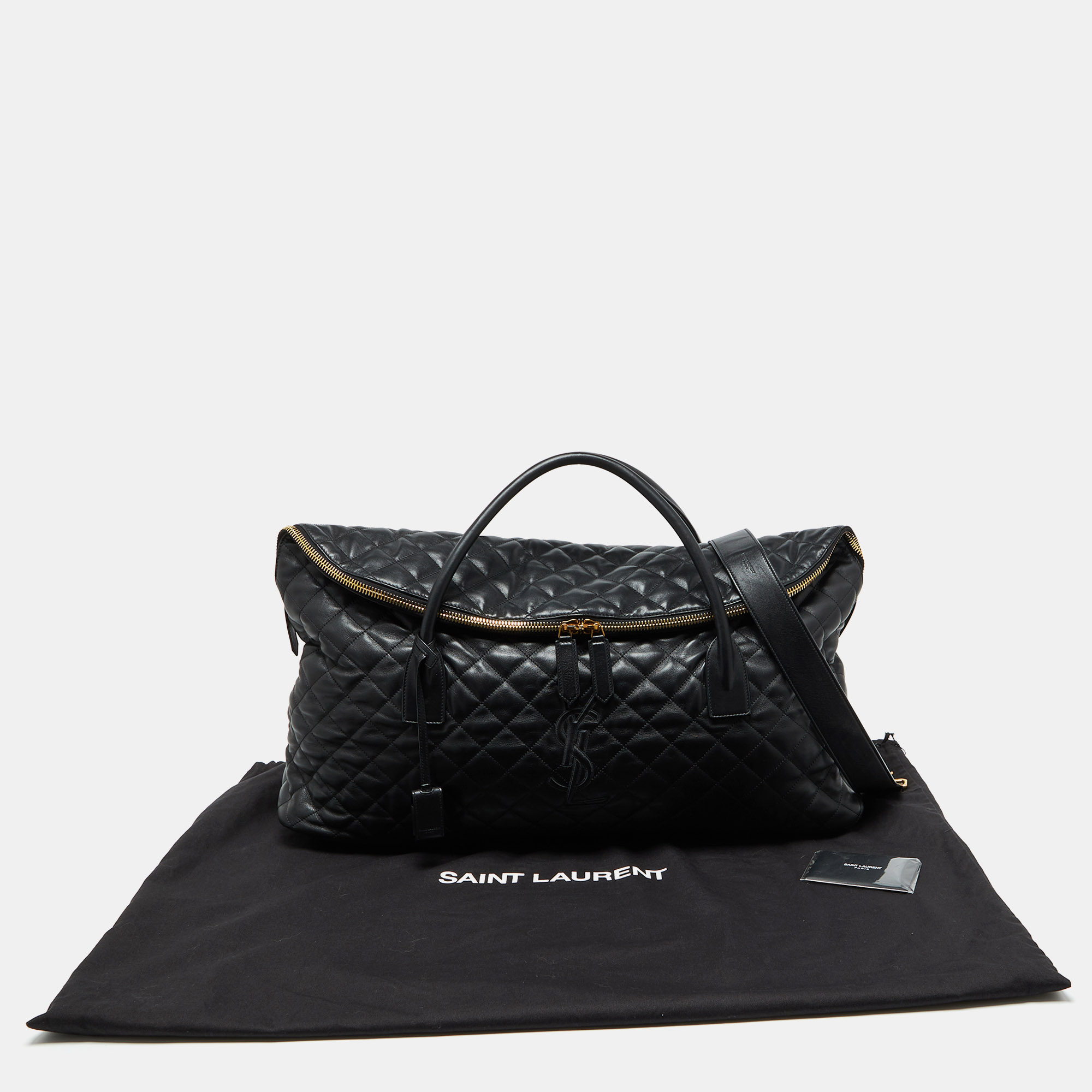 Saint Laurent Black Quilted Leather Giant Travel Bag