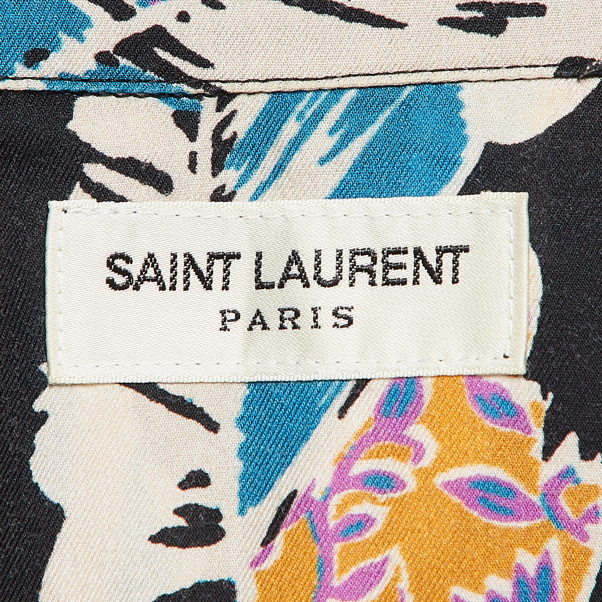 Saint Laurent Paris Multicolor Printed Short Sleeve Shirt XS