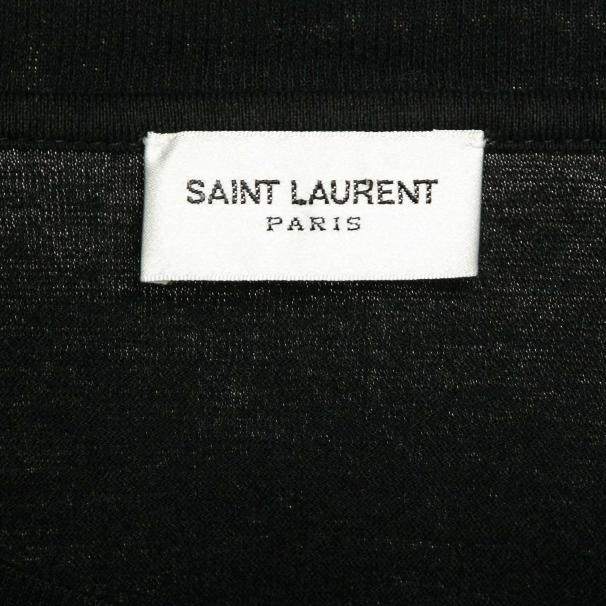 Saint Laurent Paris Black Lover Lier Print Cotton Jersey T-Shirt XS