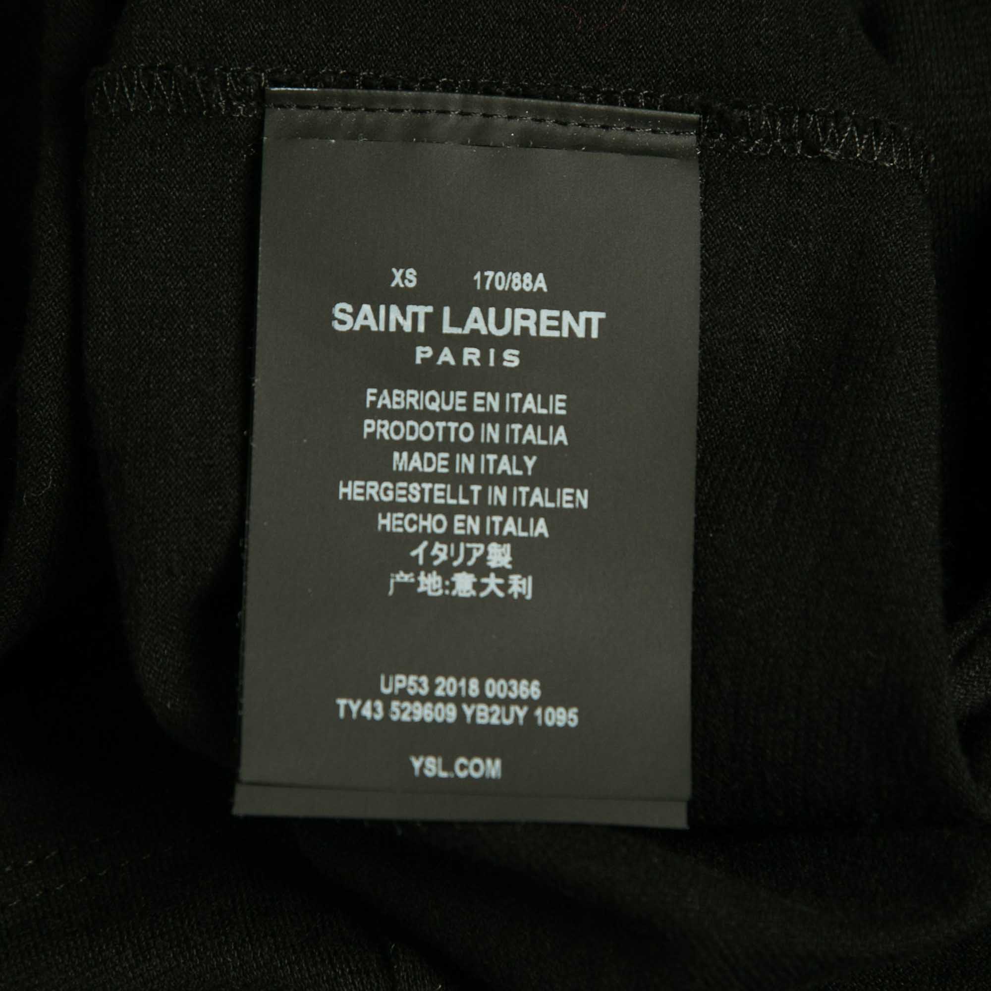 Saint Laurent Paris Black Lover Lier Print Cotton Jersey T-Shirt XS