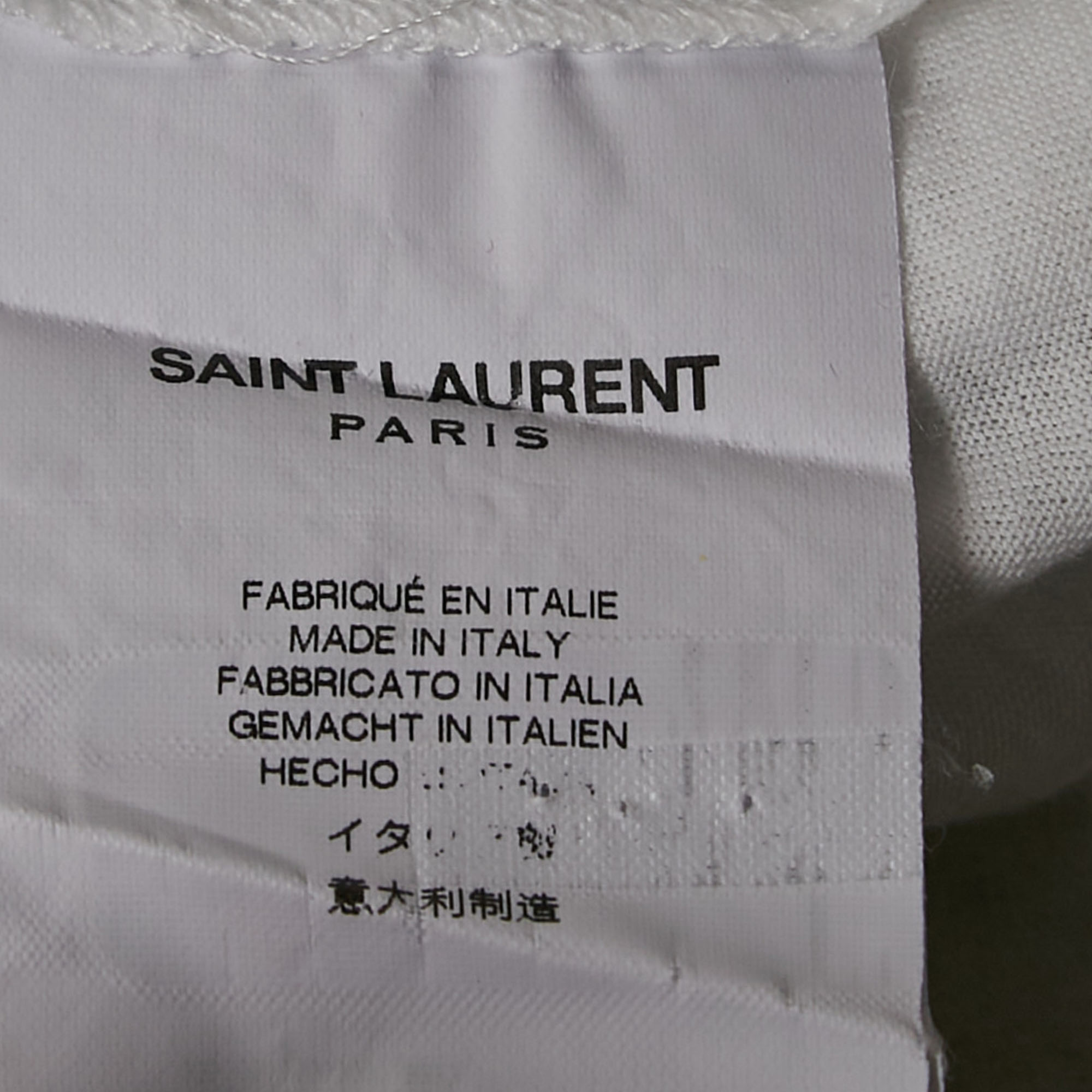 Saint Laurent White Printed Jersey Crew Neck T-Shirt S