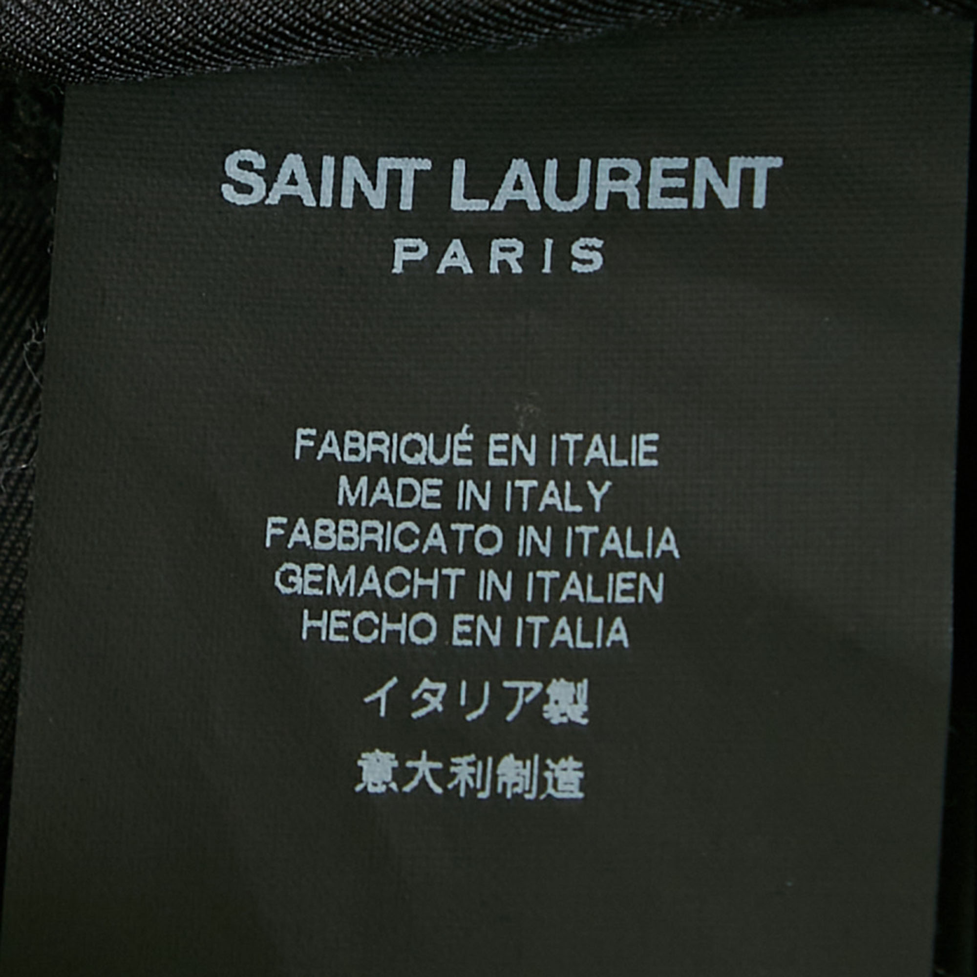 Saint Laurent Paris Black Wool Knit And Leather Jacket XL