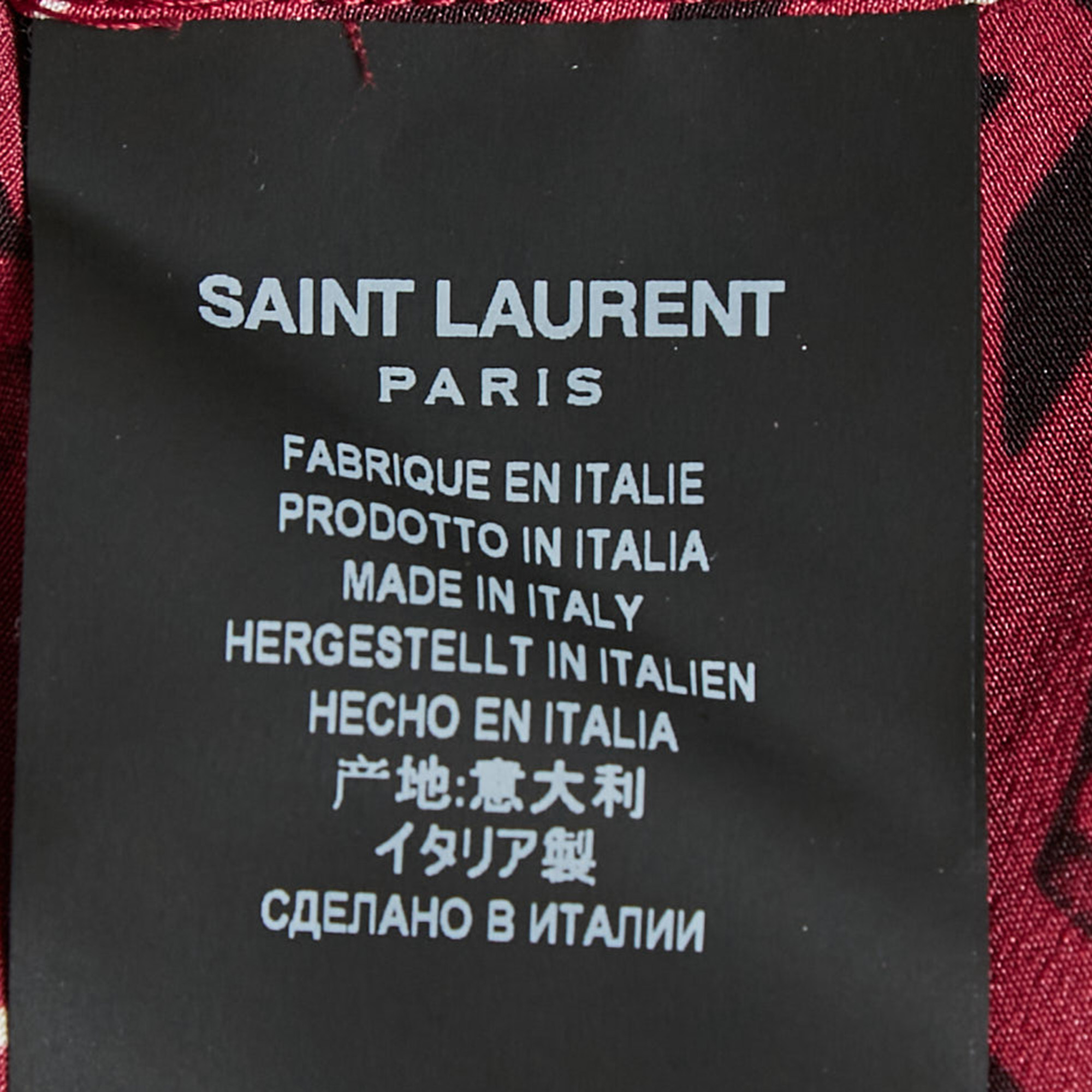 Saint Laurent Paris Red Printed Silk Long Sleeve Shirt M