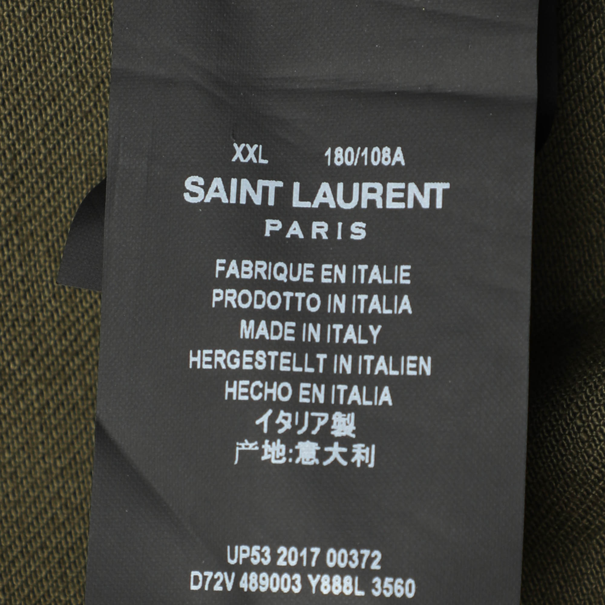 Saint Laurent Olive Green Cotton Souvenir Patch Teddy Jacket XXL