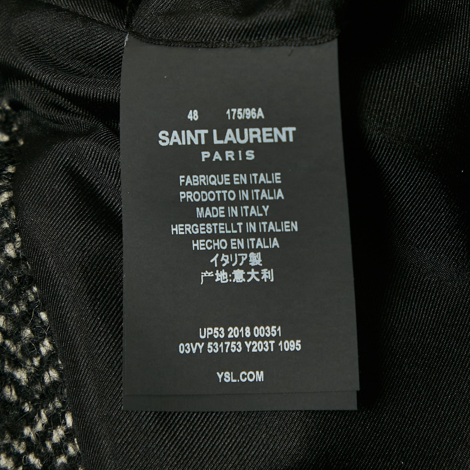 Saint Laurent Grey Herringbone Tweed Double Pea Coat M