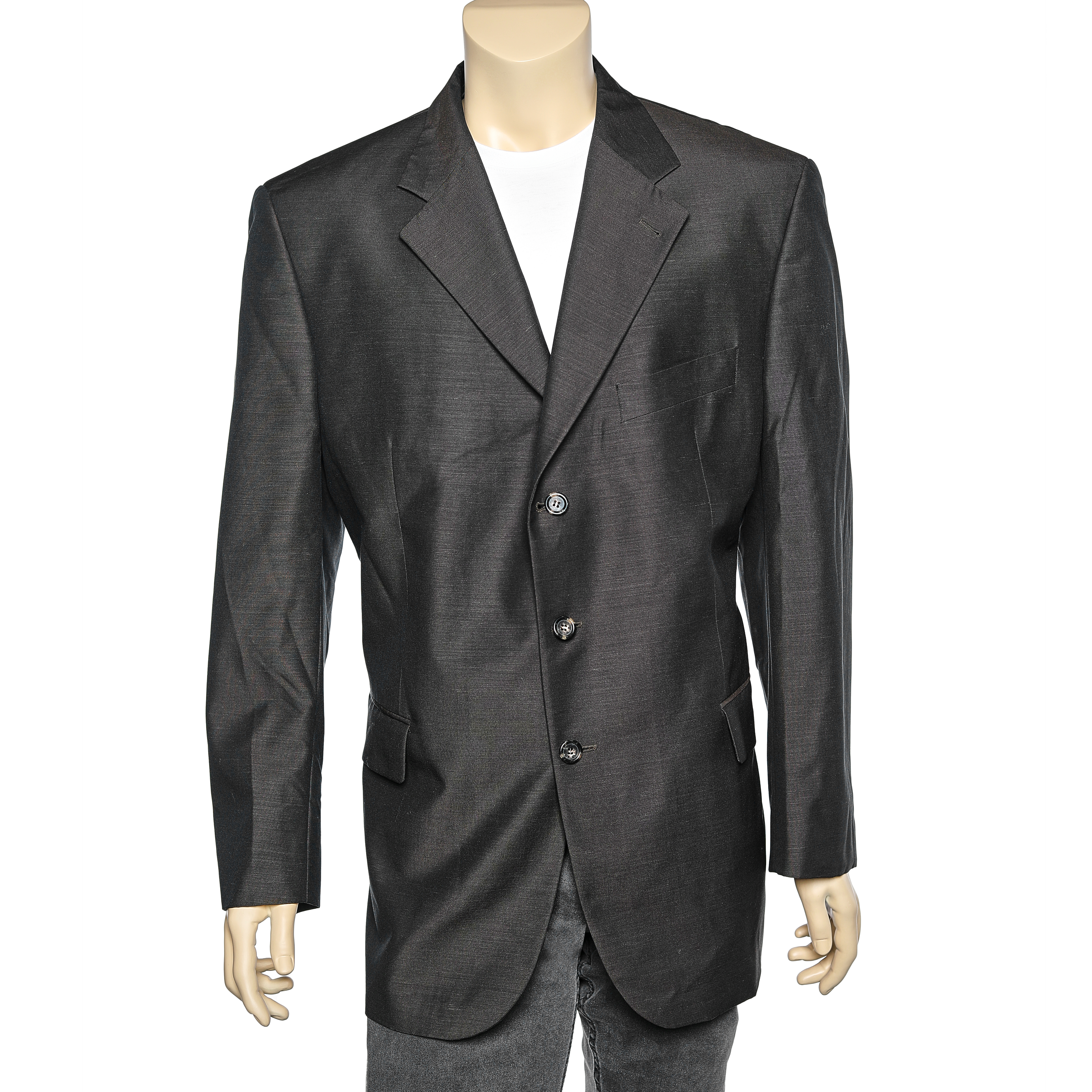 Yves Saint Laurent Vintage Brown Silk & Wool Button Front Blazer 4XL