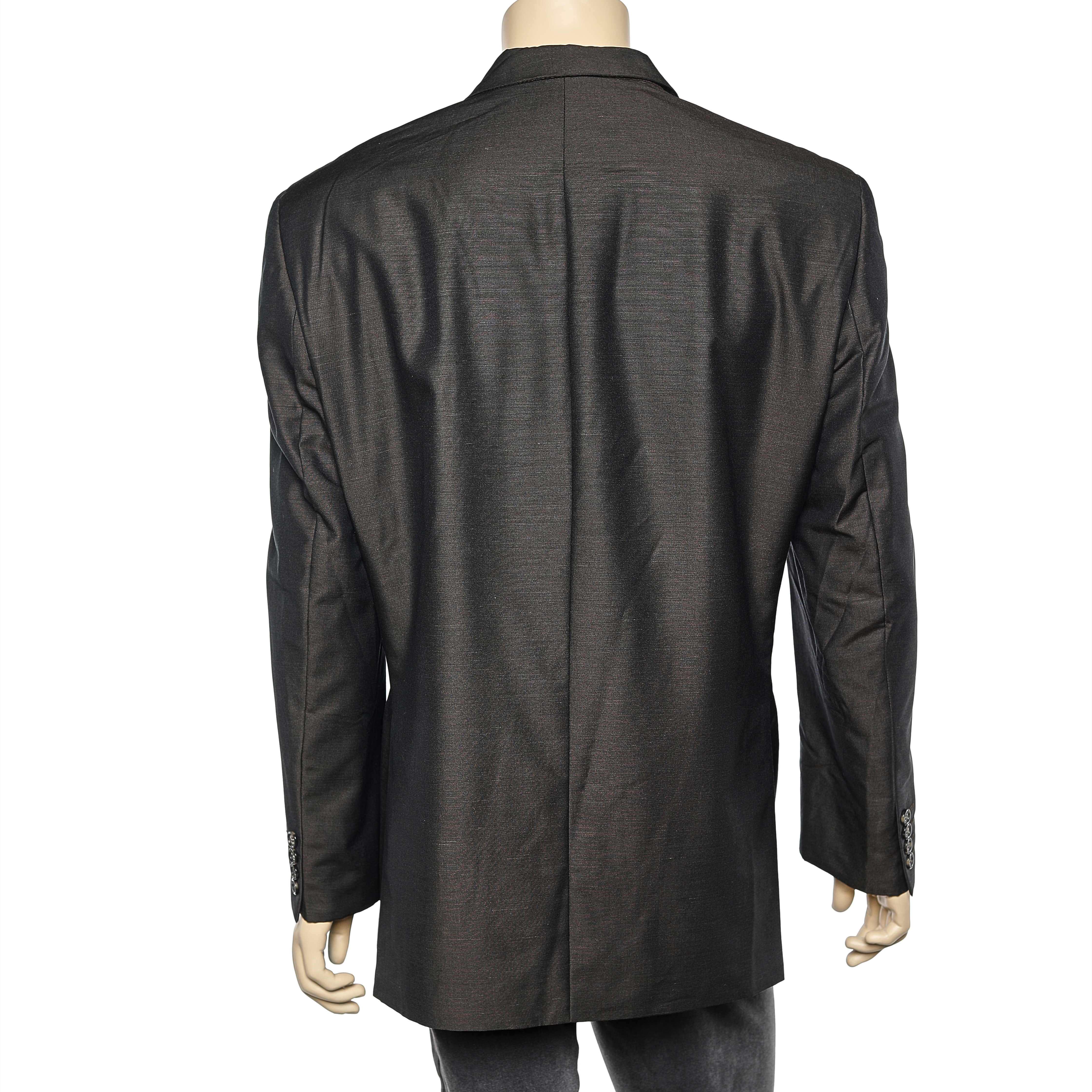 Yves Saint Laurent Vintage Brown Silk & Wool Button Front Blazer 4XL