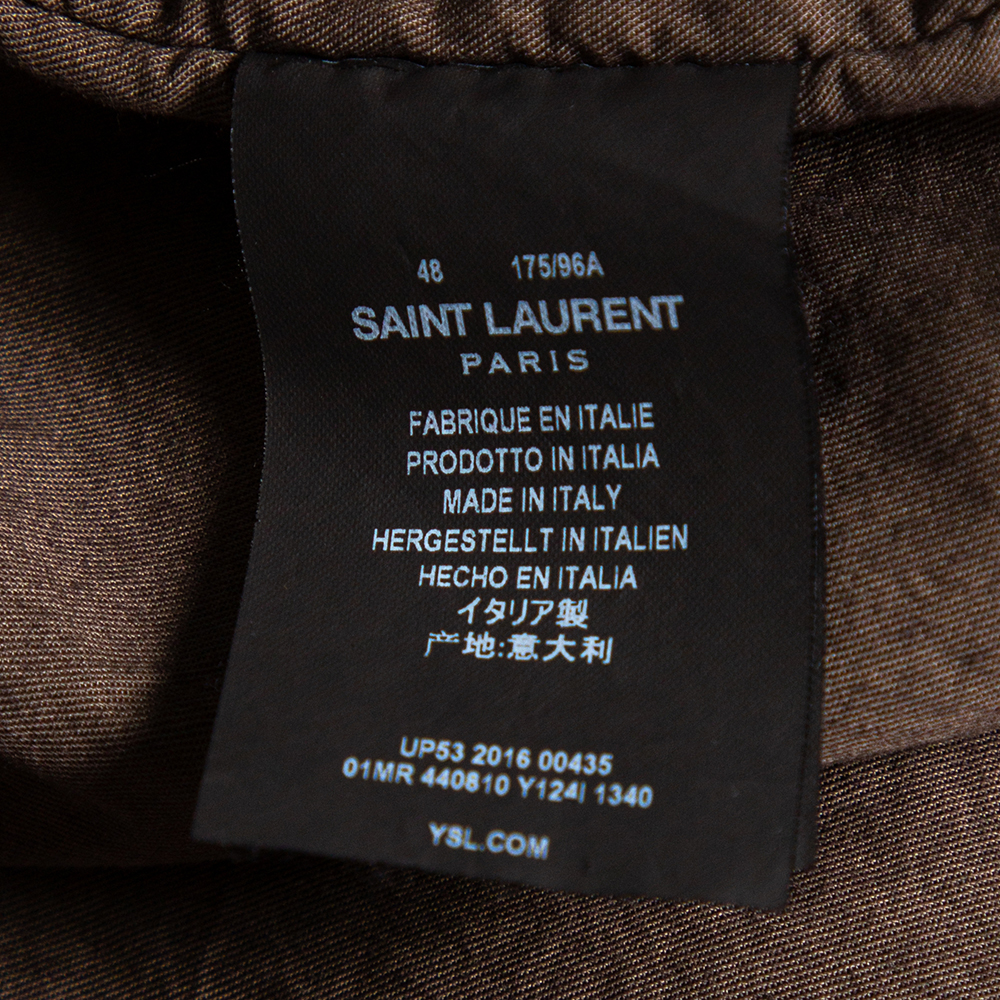 Saint Laurent Olive Green Cotton Hooded Parka Jacket M