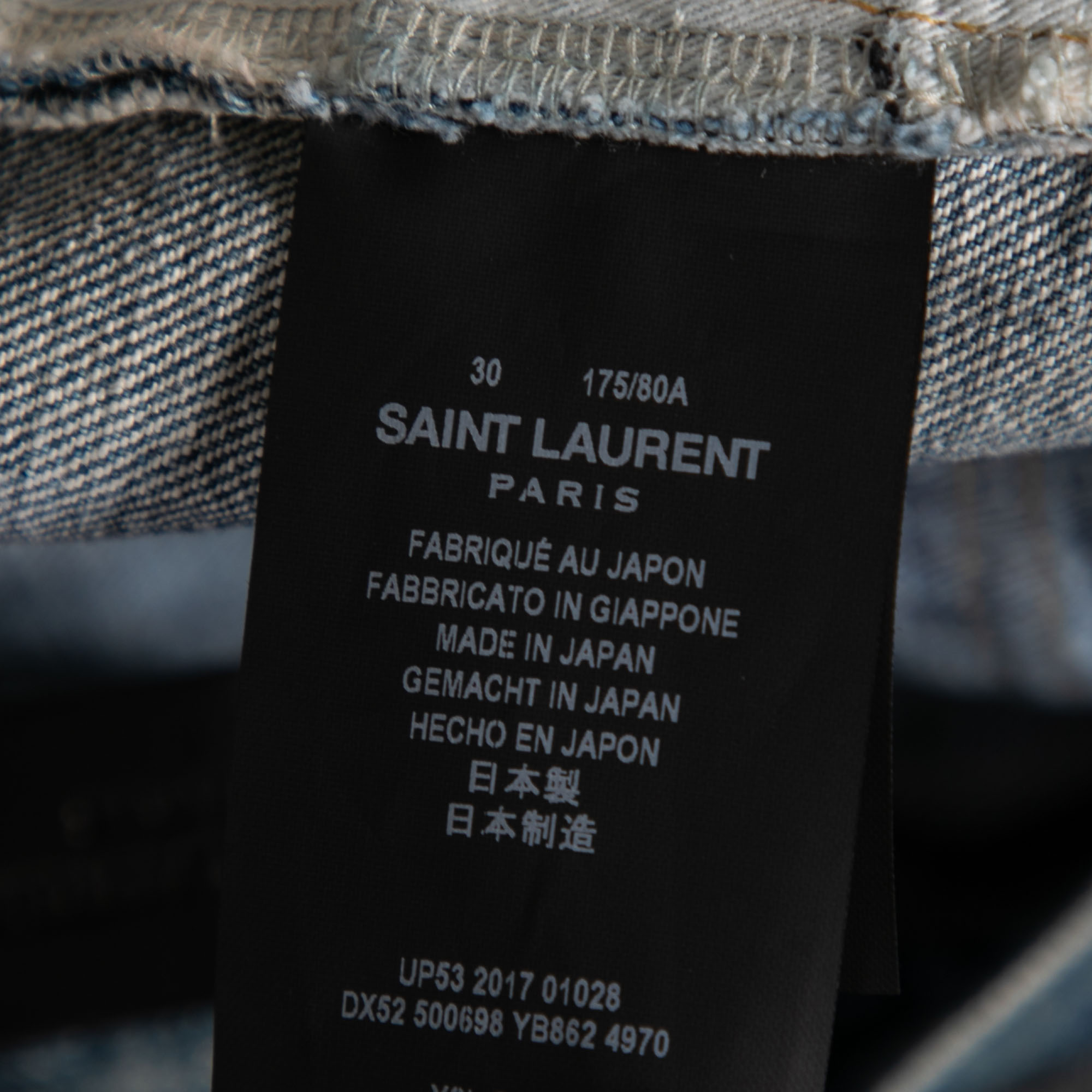 Saint Laurent Blue Distressed Denim Capri Shorts S