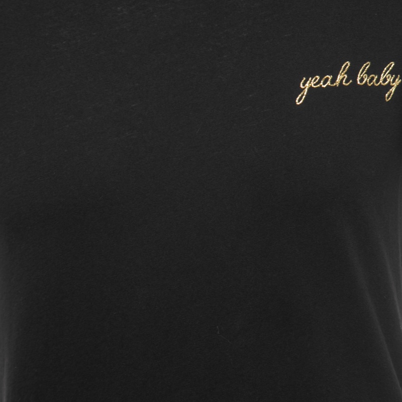 Saint Laurent Black Cotton Yeah Baby Embroidered T-Shirt XS