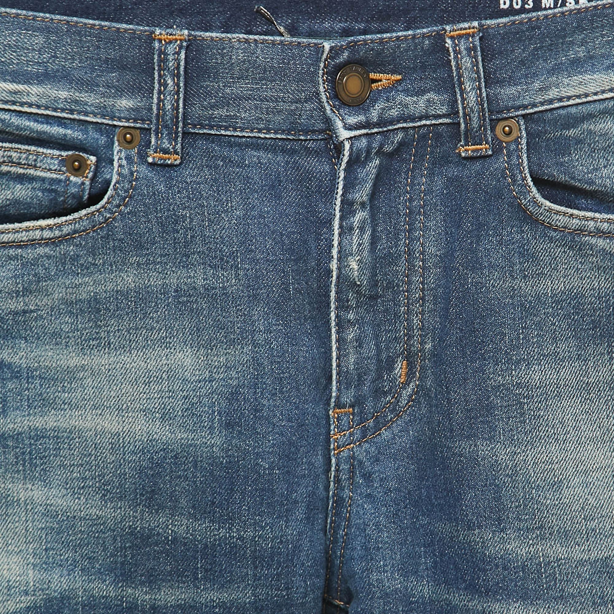 Saint Laurent Paris Blue Washed Denim Slim Fit Jeans S Waist 29