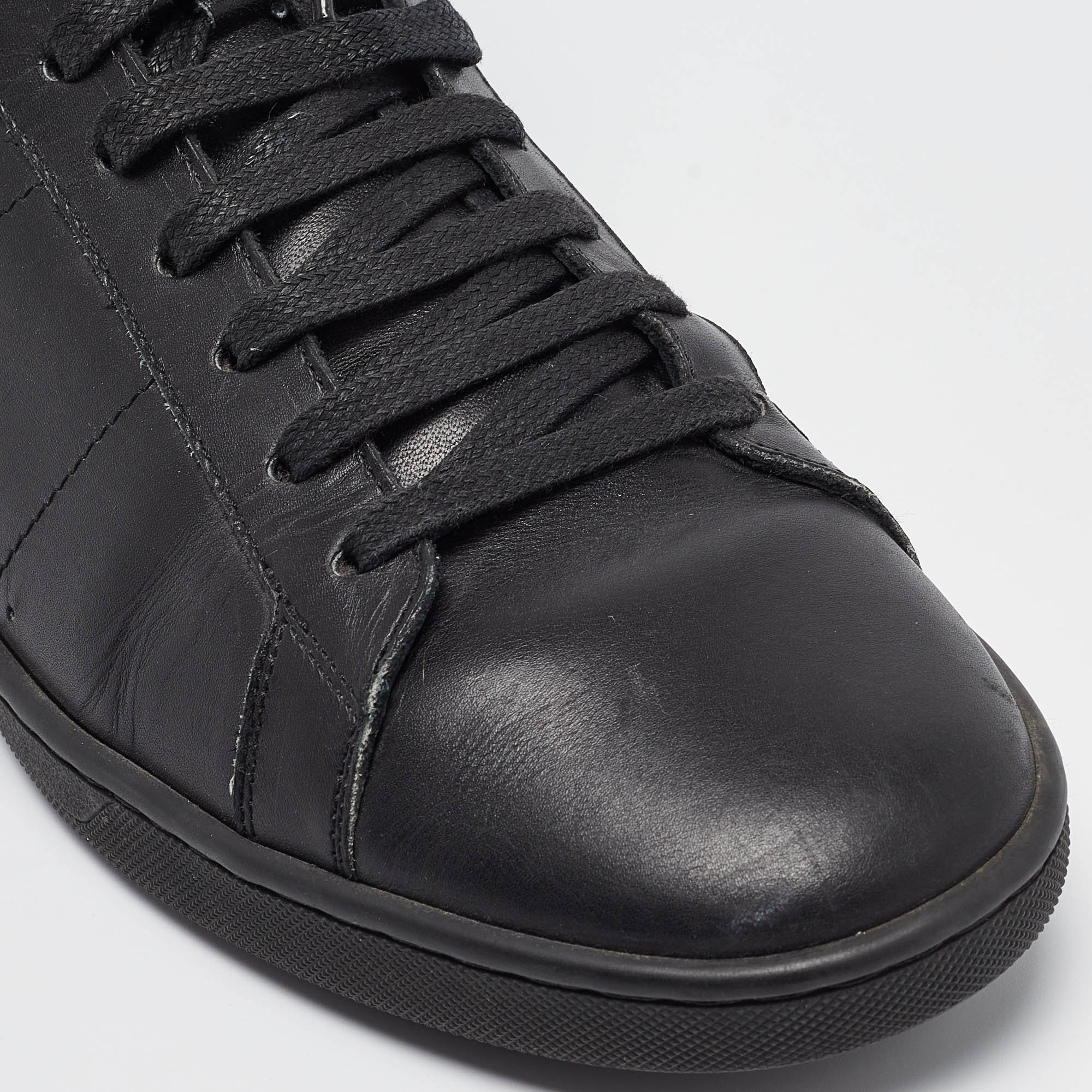 Saint Laurent Black Leather High Top Sneakers Size 43